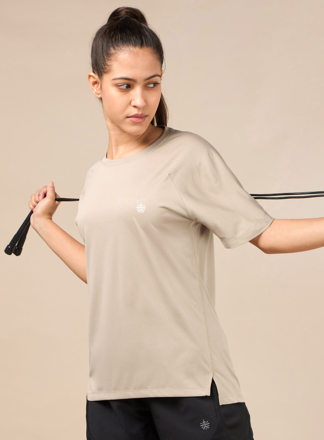 Women's Technical Knit Beige Run On T-shirt