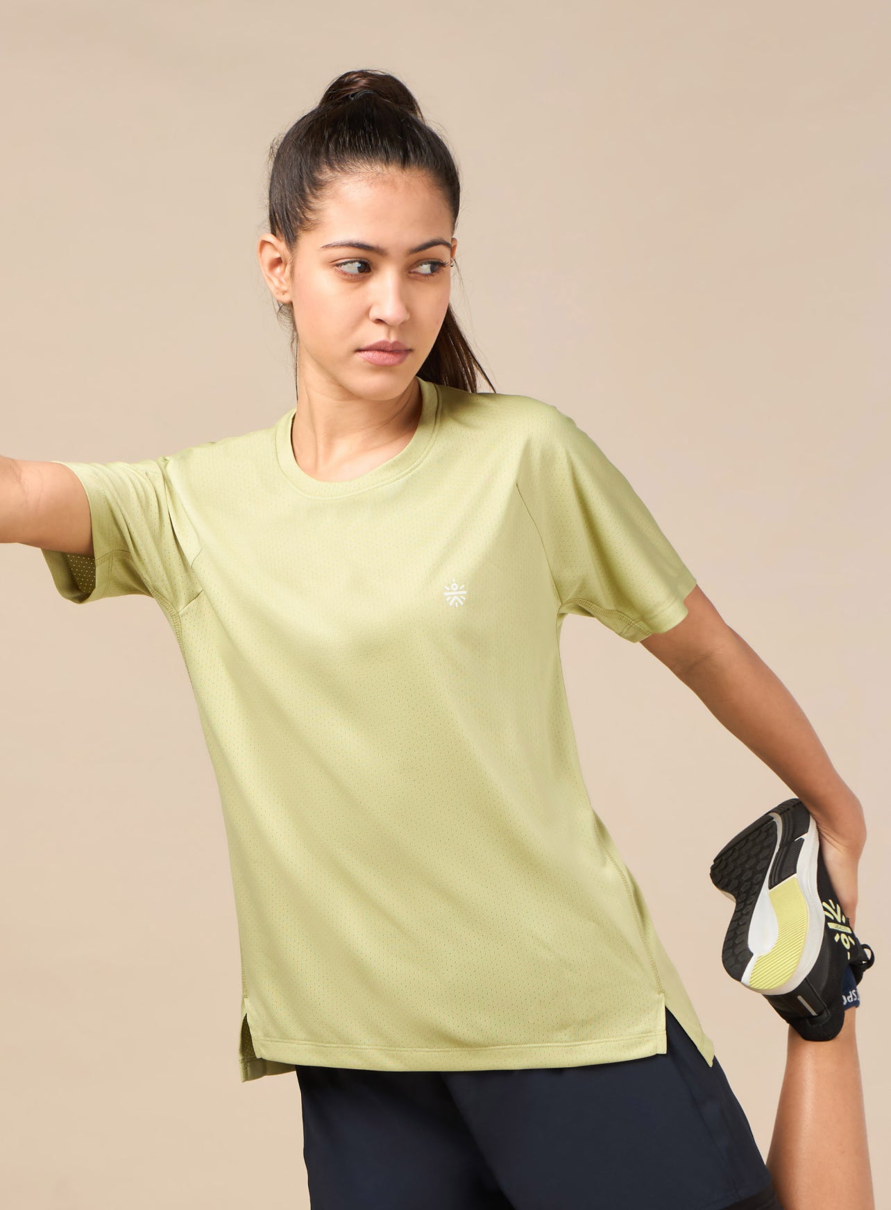 Women's Technical Knit Green Run On T-shirt