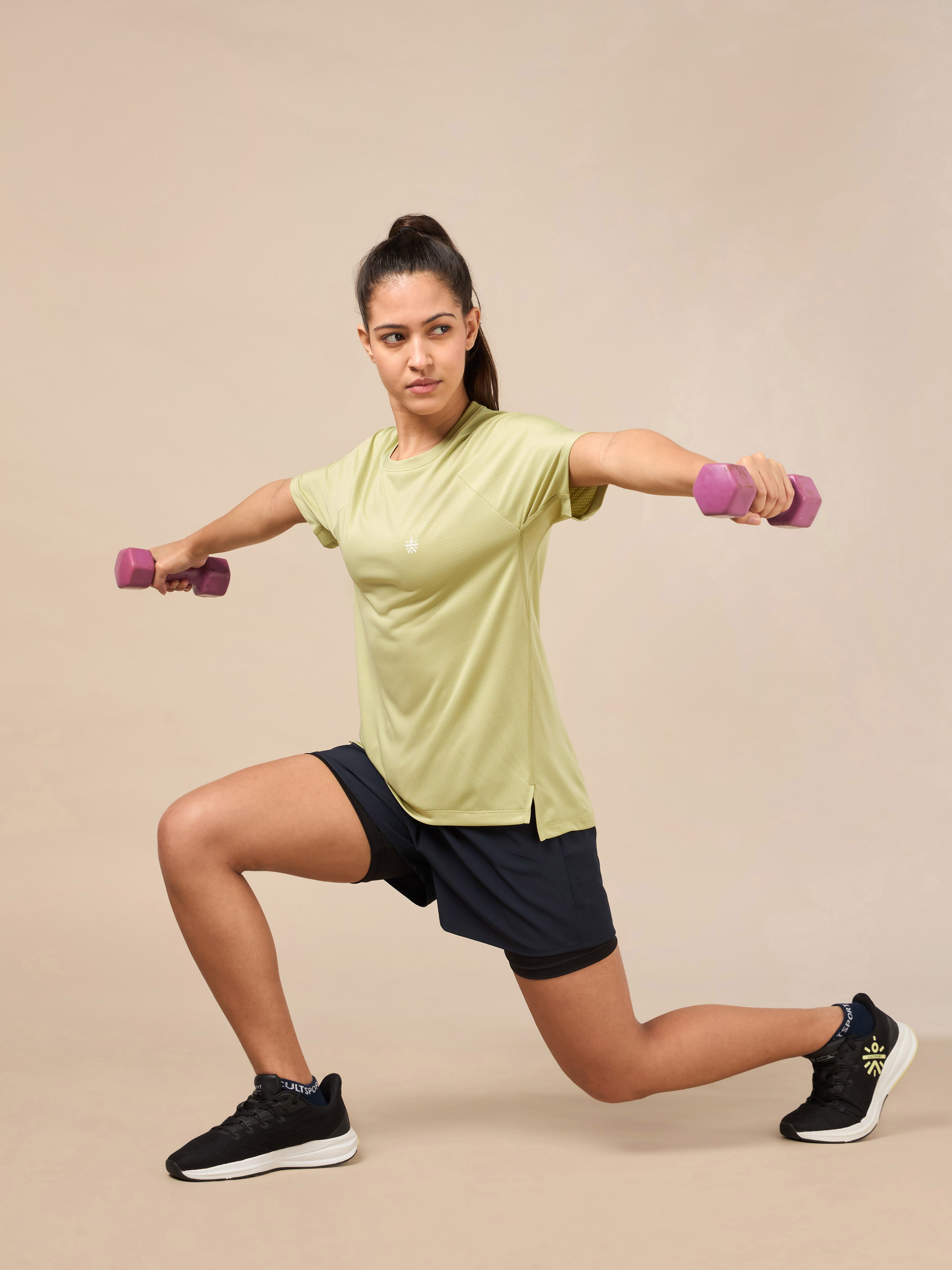 Women's Technical Knit Green Run On T-shirt