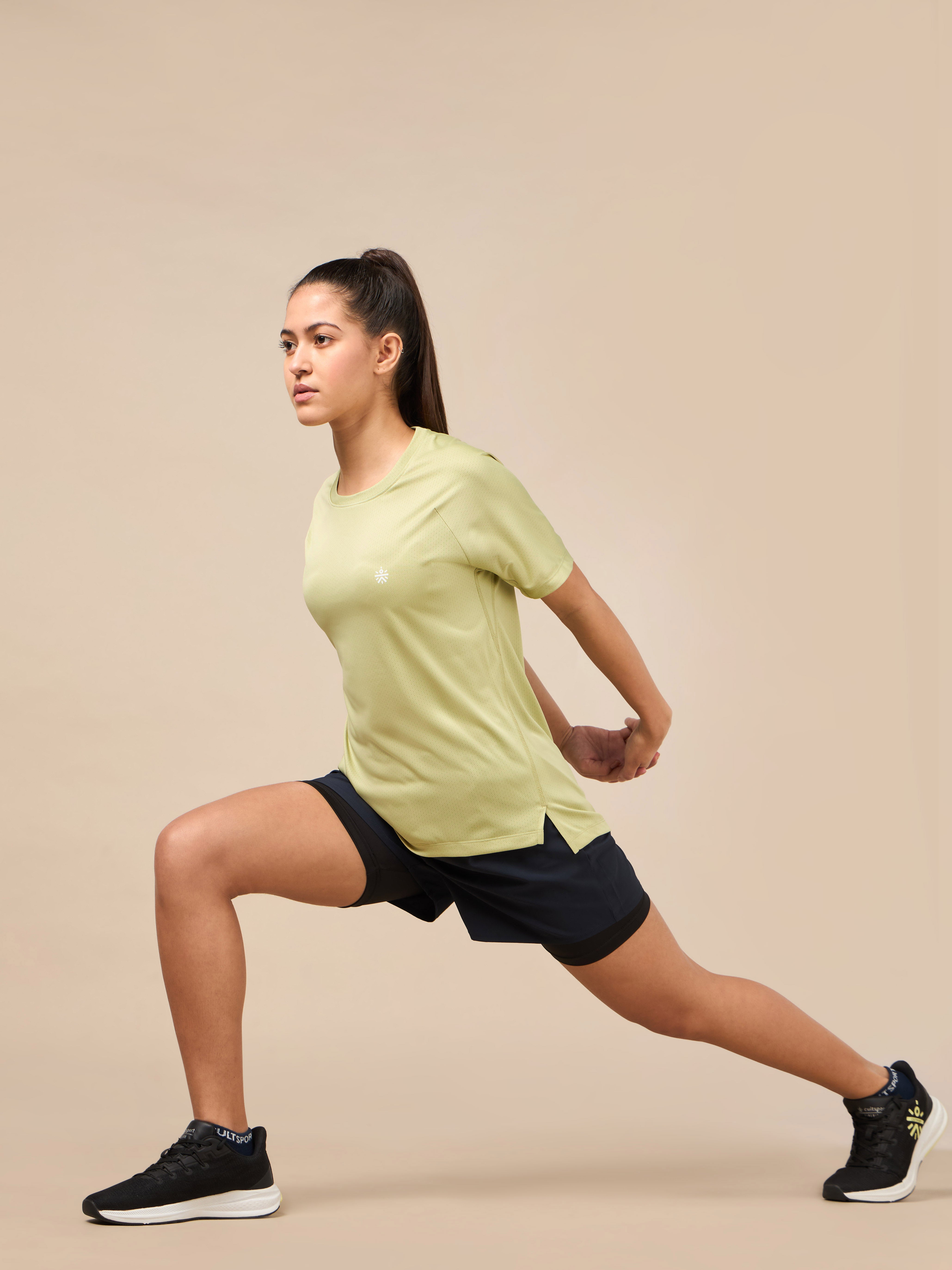 Women's Technical Knit Green Run On T-shirt