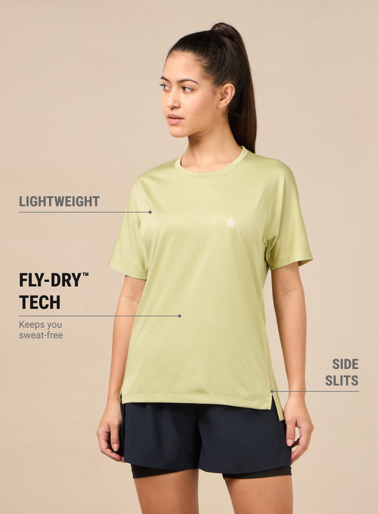 Women's Technical Knit Green Run On T-shirt