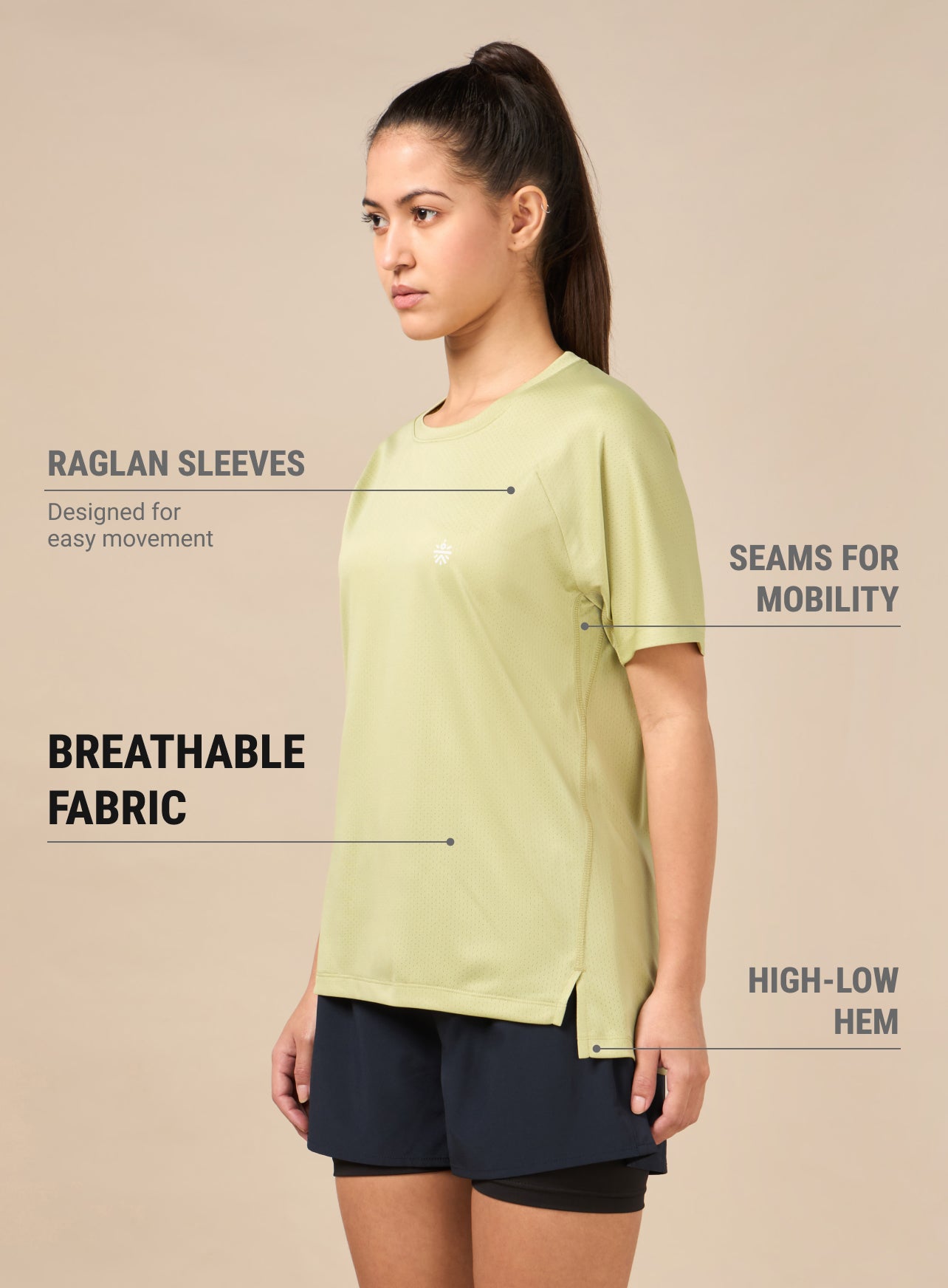 Women's Technical Knit Green Run On T-shirt
