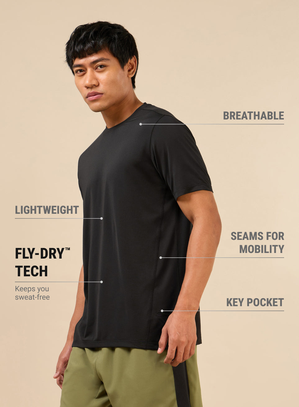 Men's Black Fit Grip Training T-shirt