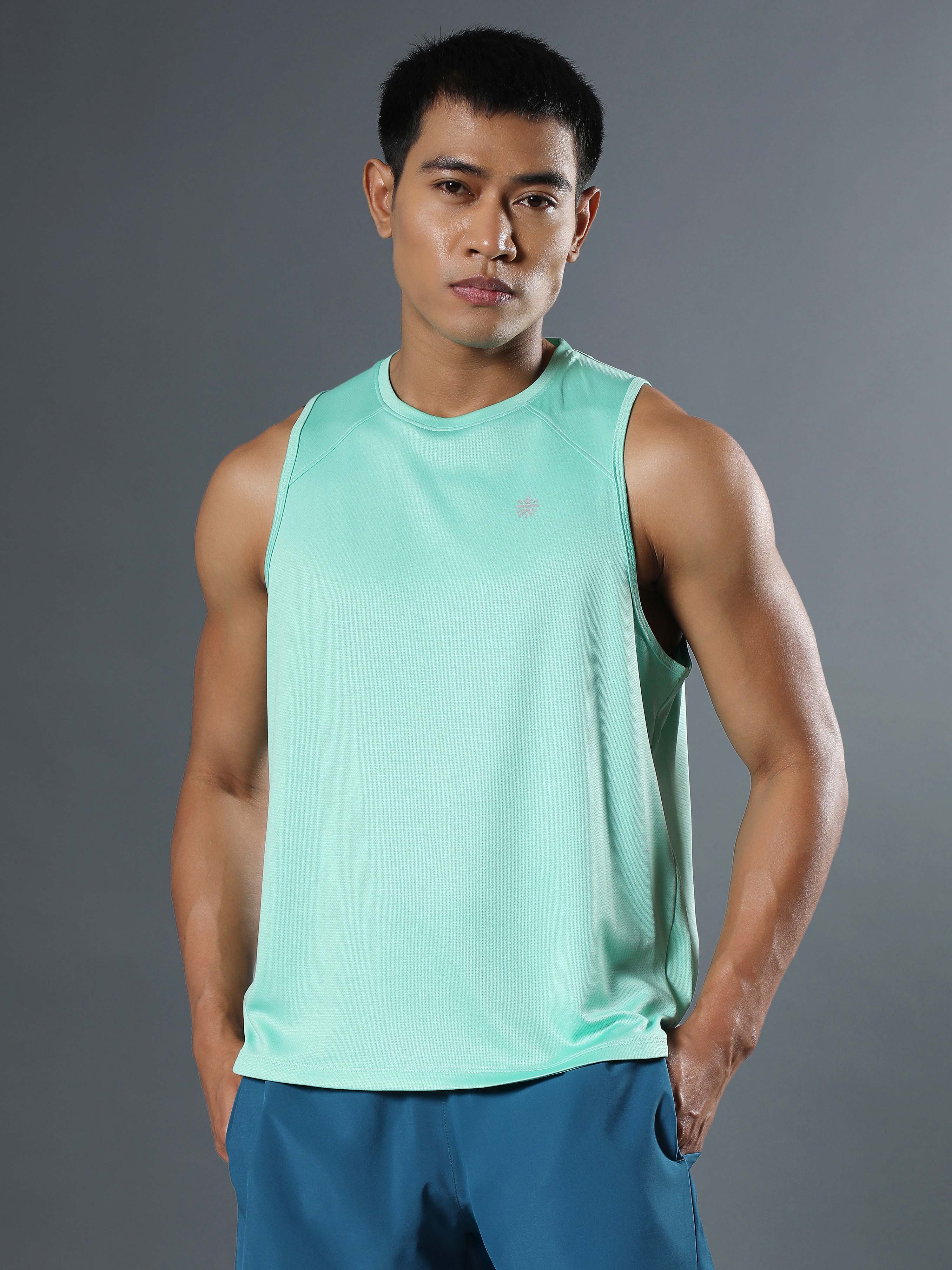 Men's Green Runner's Pro Tank