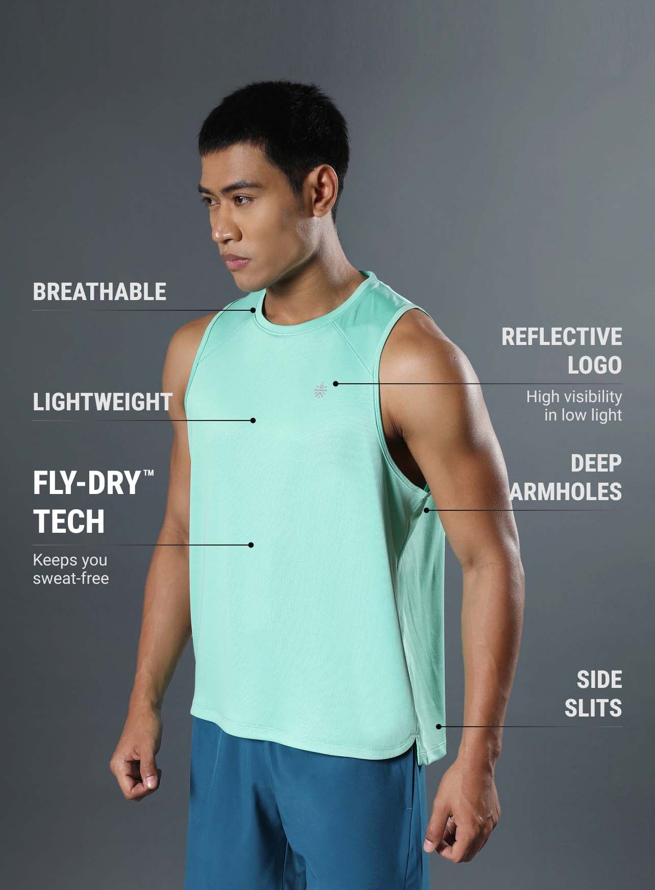 Men's Green Runner's Pro Tank