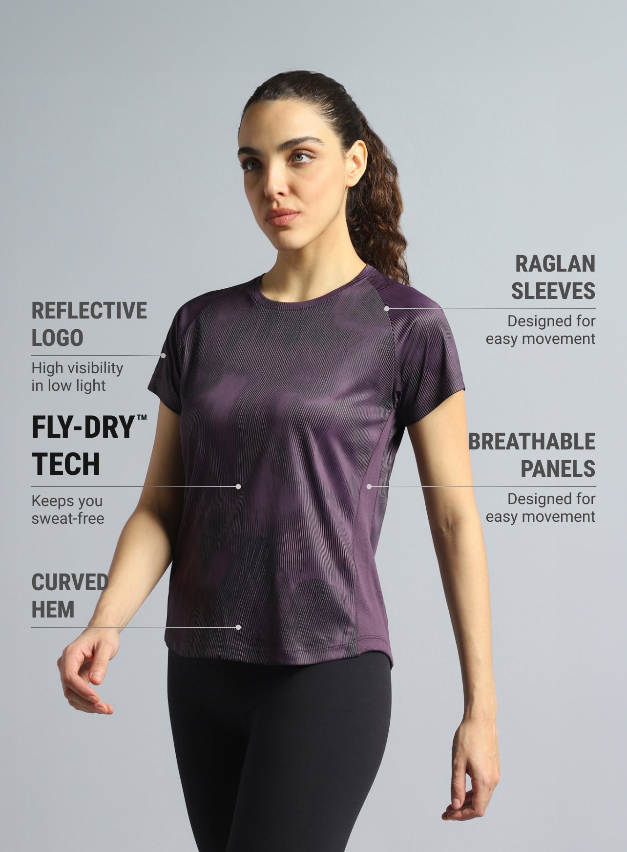 Women's Wine Urban Camo Run T-shirt