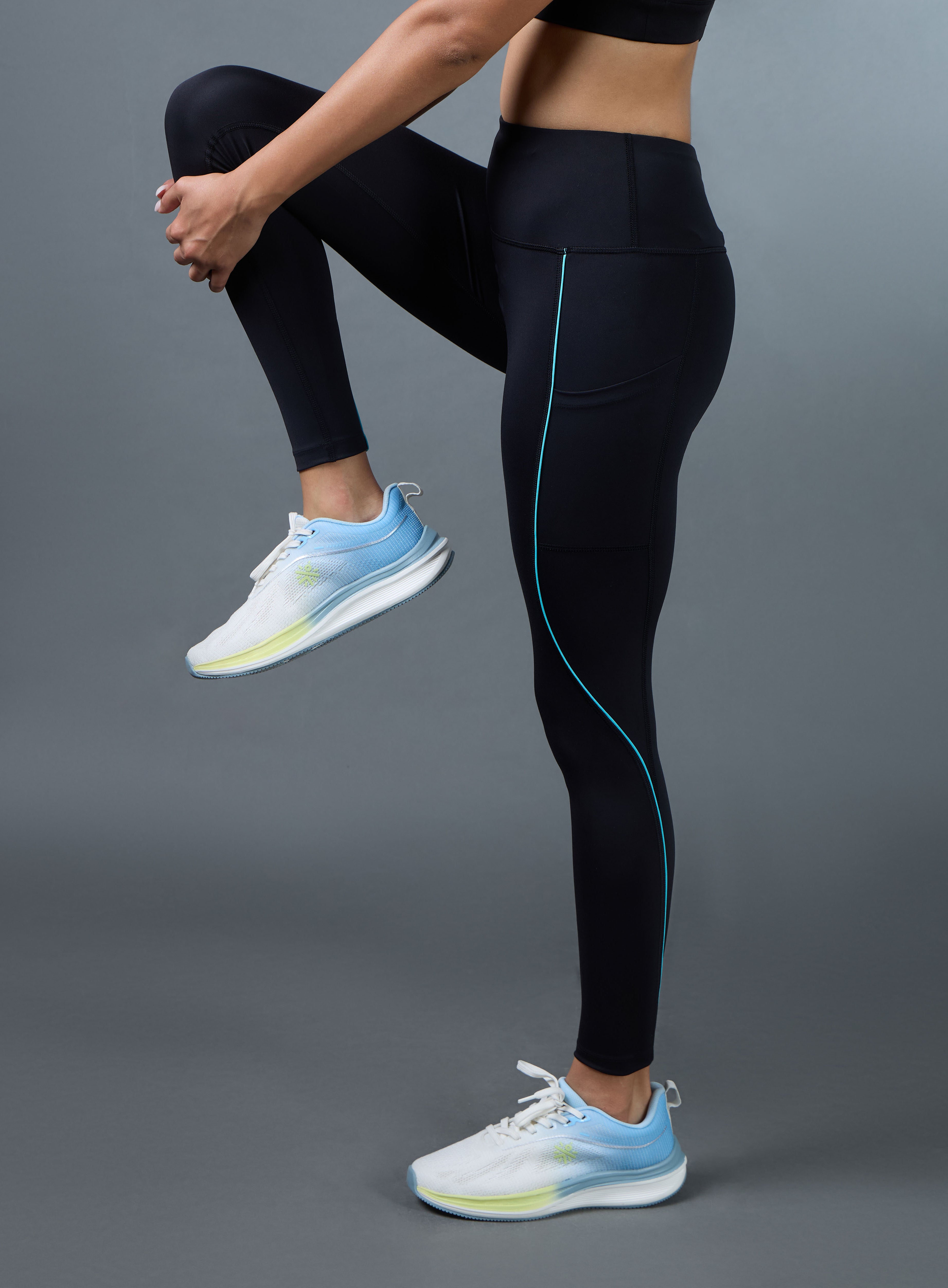 Women's Black Pace Up Running Tights