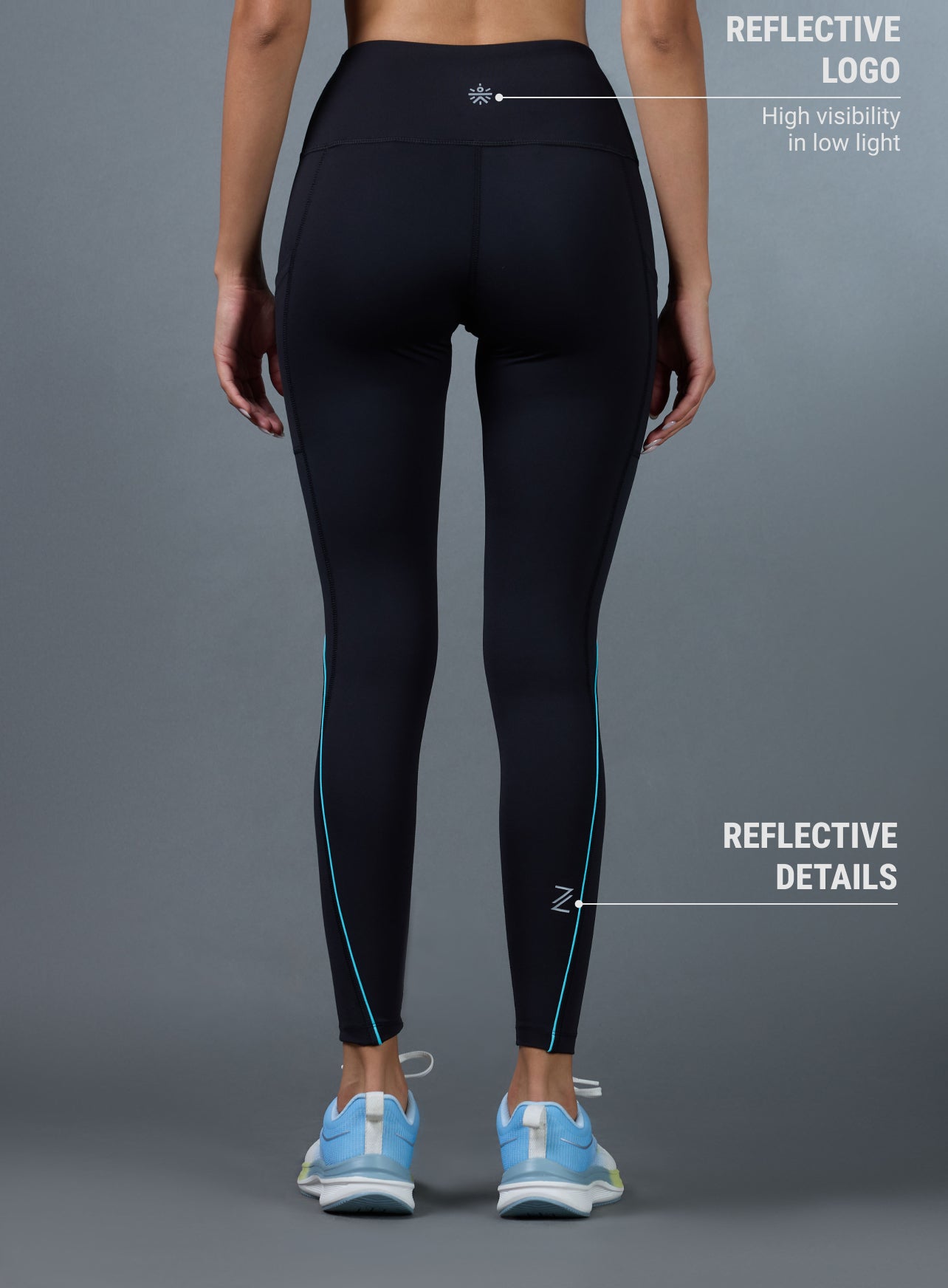 Women's Black Pace Up Running Tights