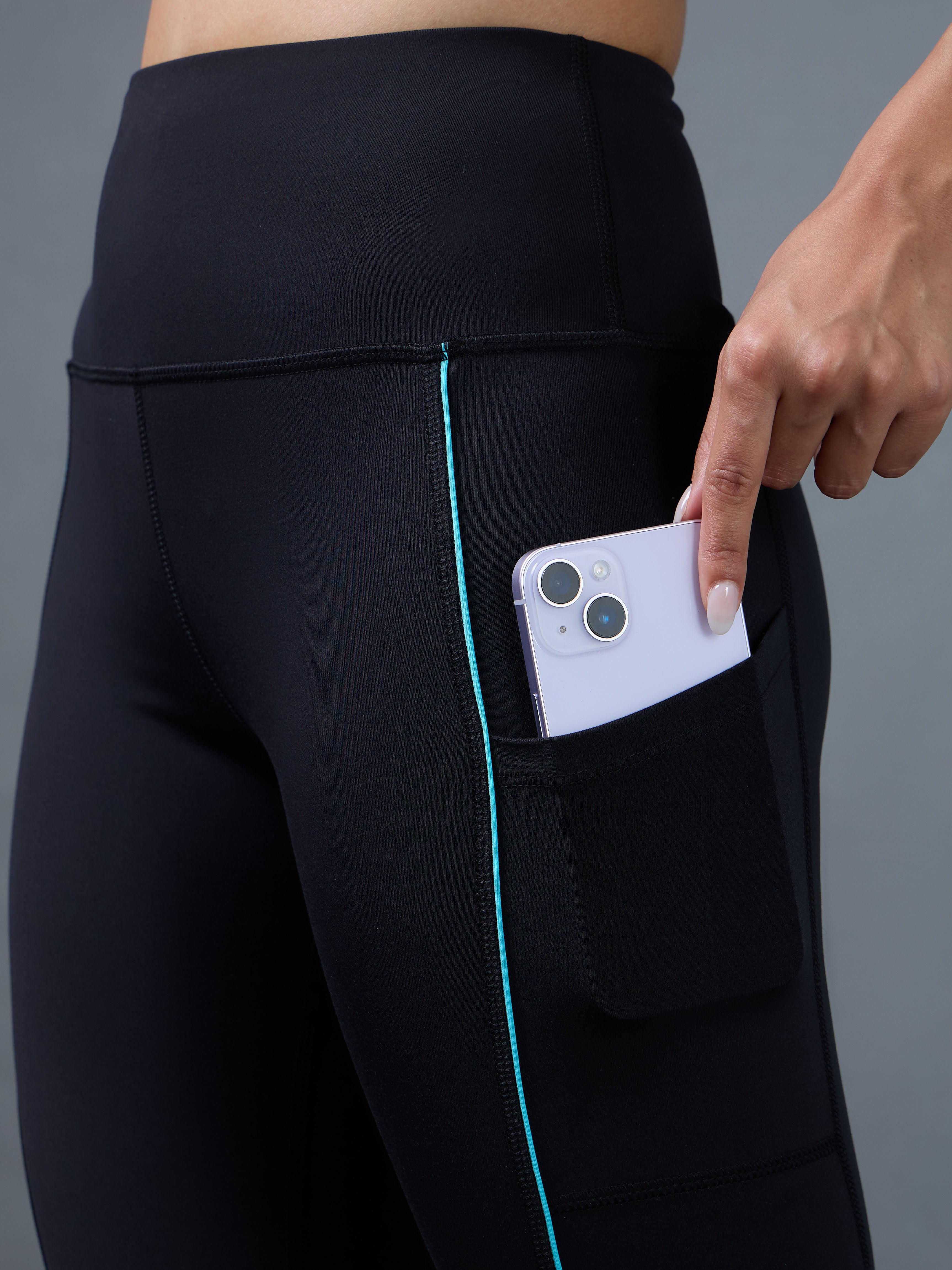 Women's Black Pace Up Running Tights