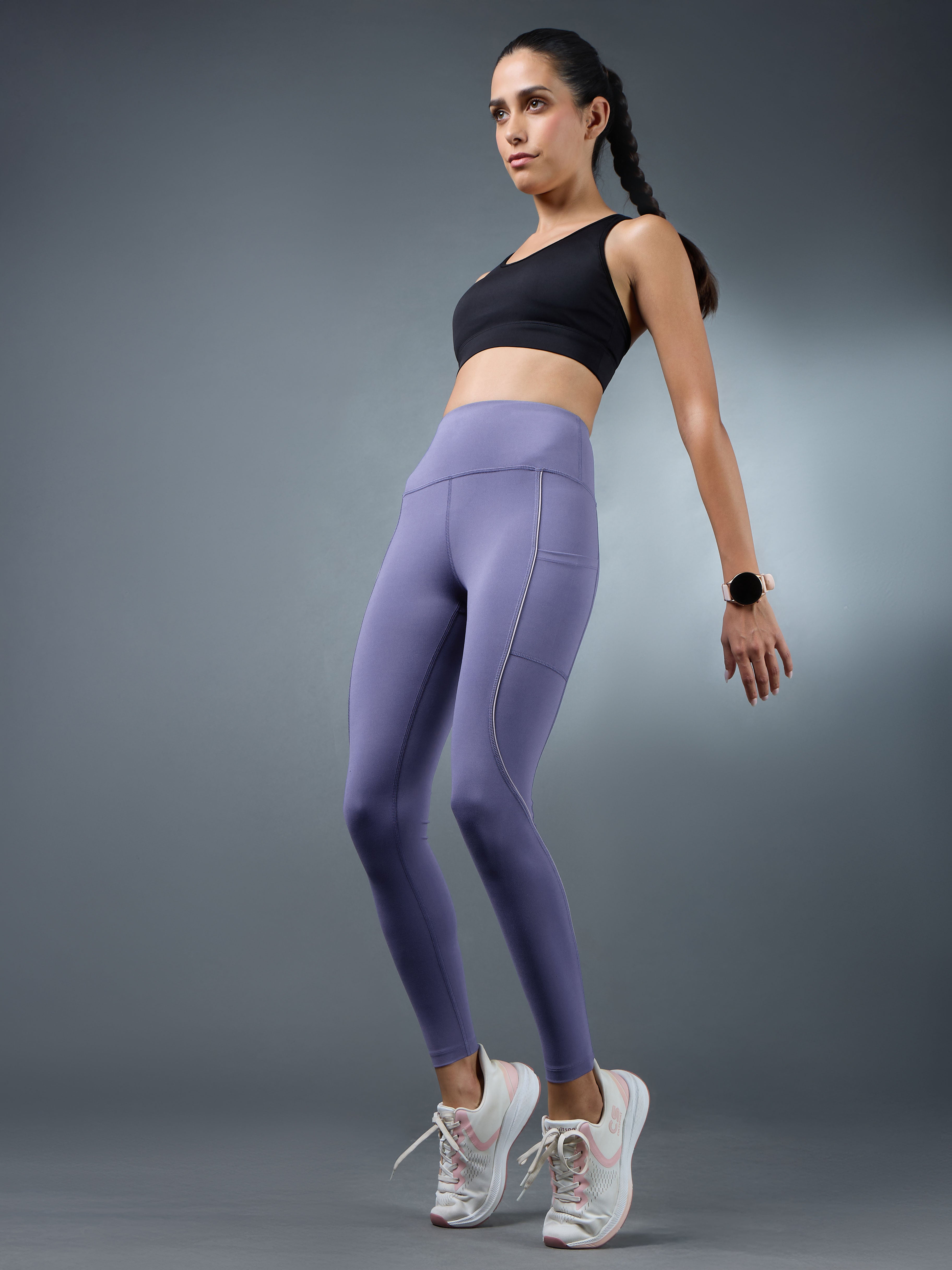 Women's Purple Pace Up Running Tights