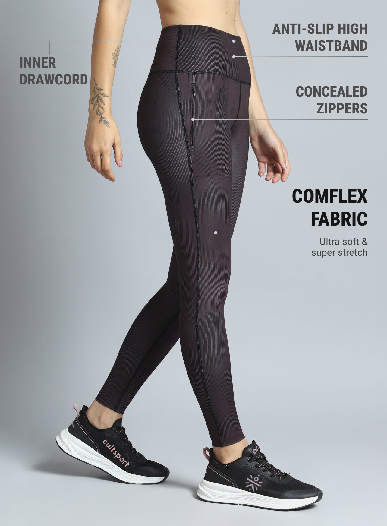 Women's Wine Urban Camo Running COMFlex Tights