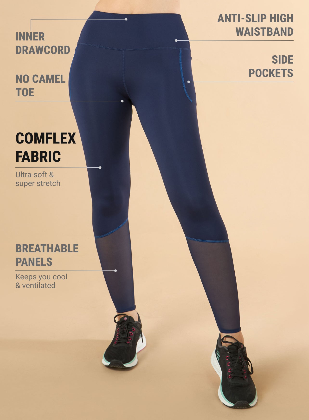 Women's Navy High Energy Training COMFlex Tights