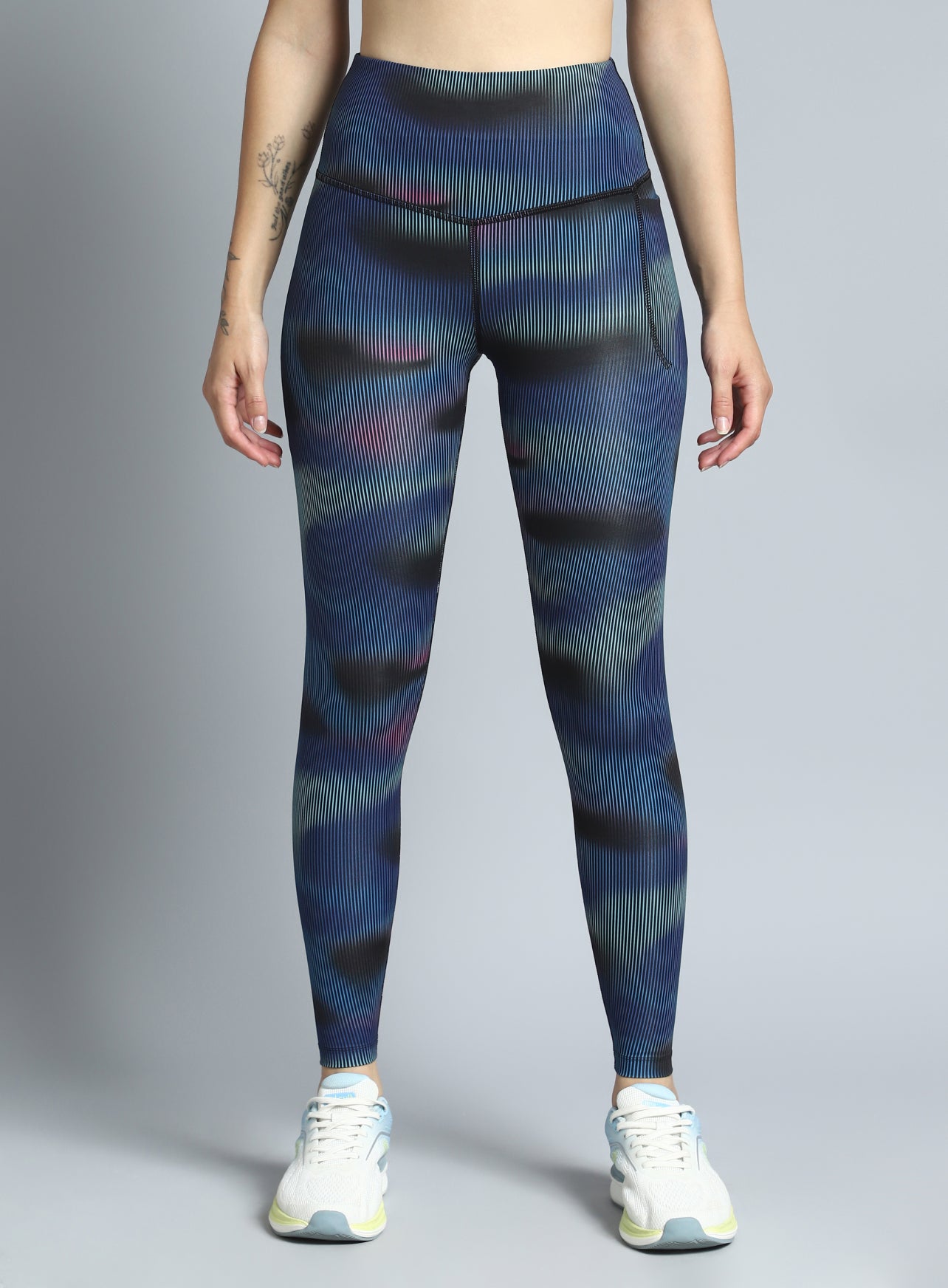 Women's Black Energy Map All Over Print COMFlex Tights