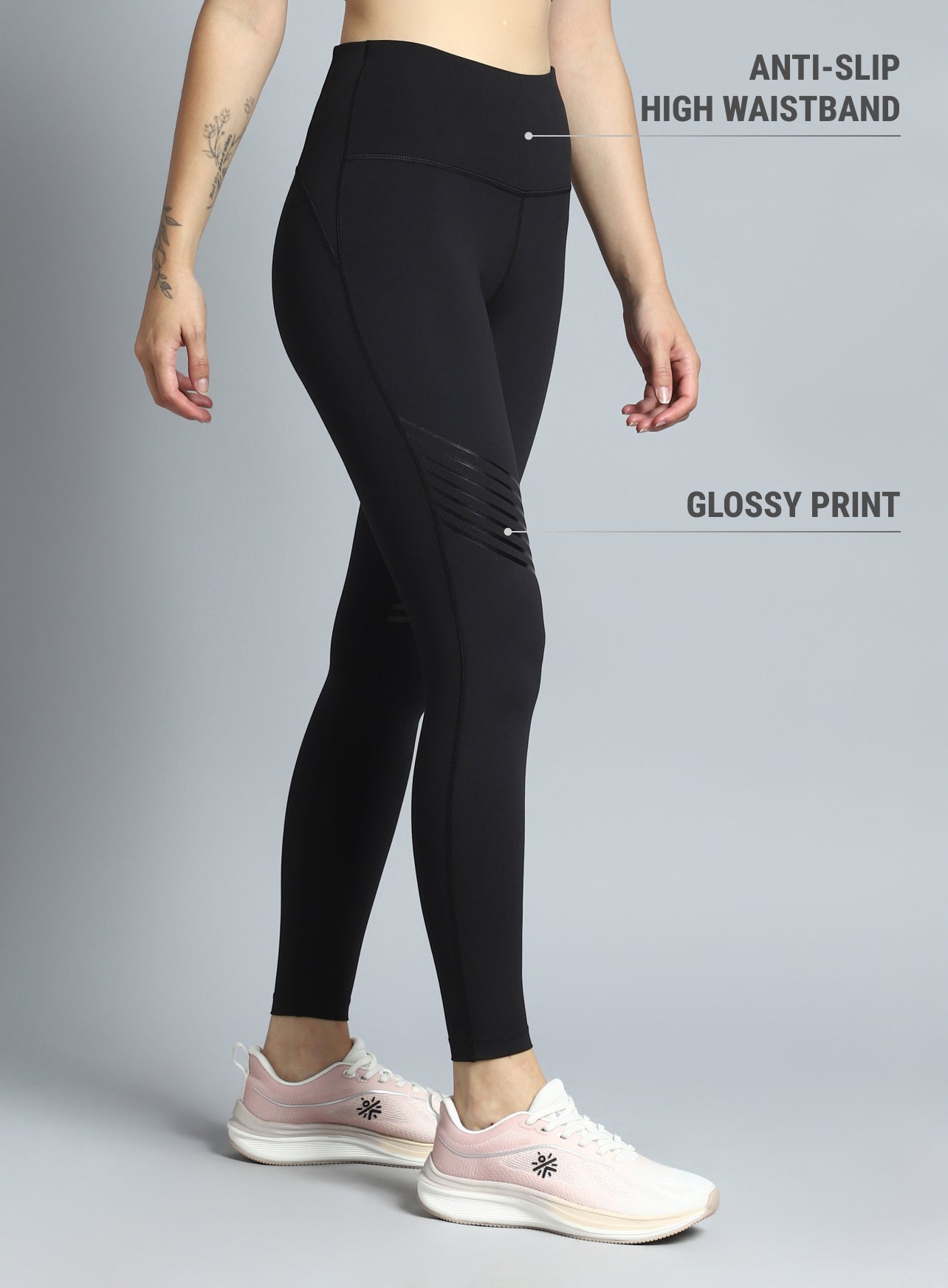 Women's Black Energy Flow Printed COMFlex Tights