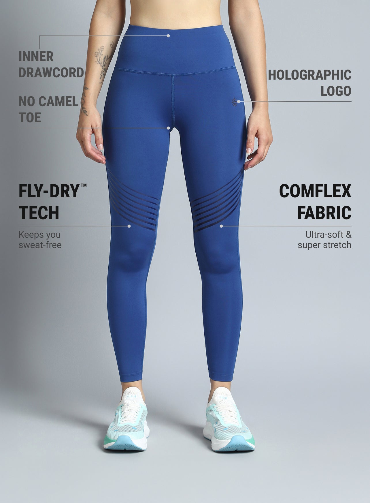 Women's Blue Energy Flow Printed COMFlex Tights