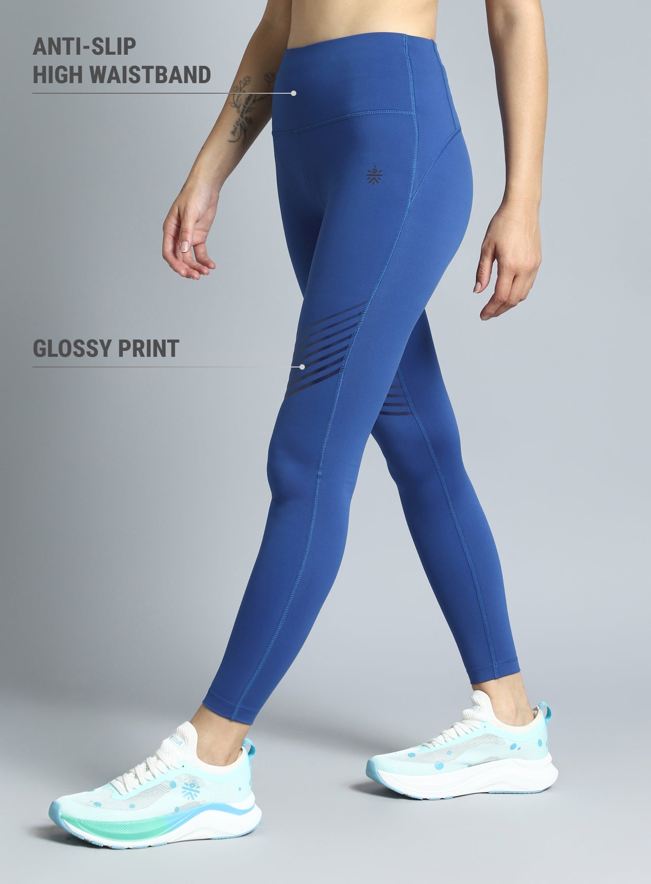 Women's Blue Energy Flow Printed COMFlex Tights