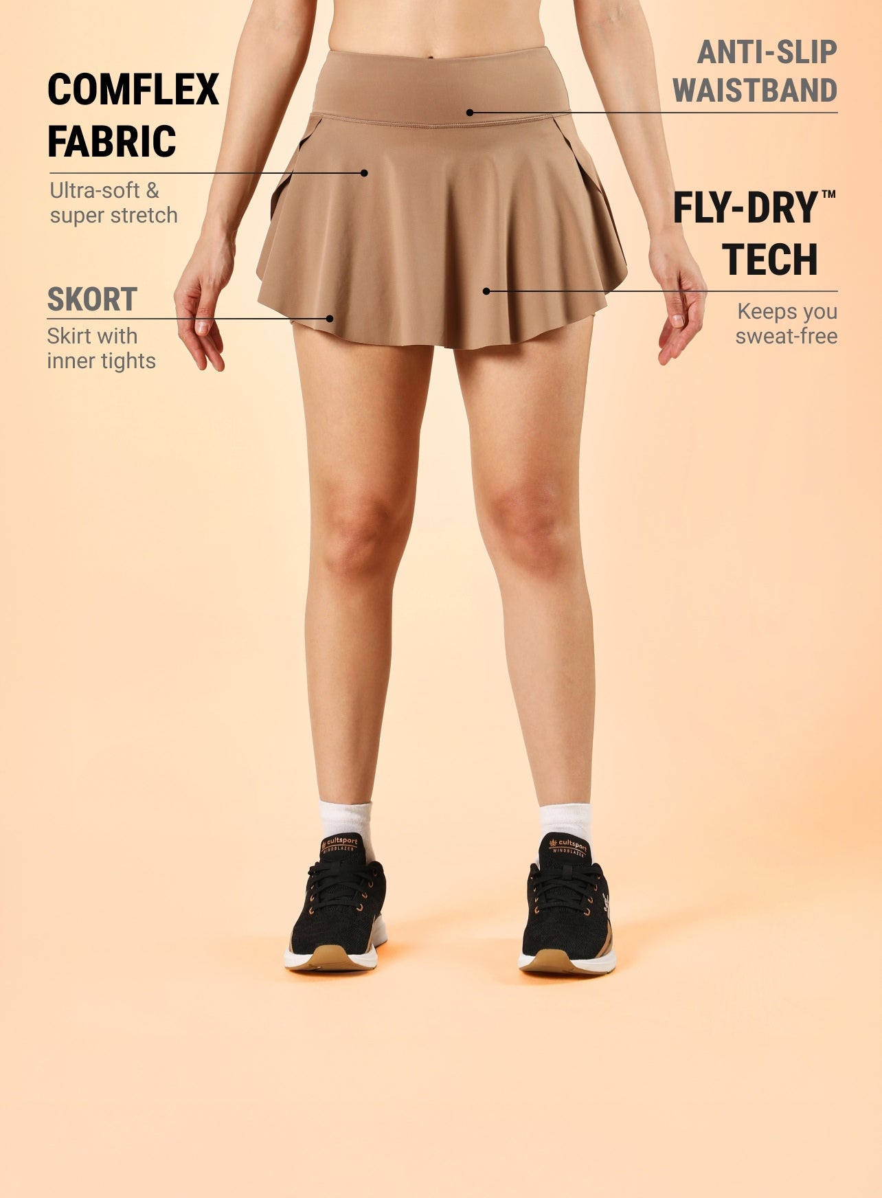Women's Beige True Performance Sculpted COMFlex Skorts