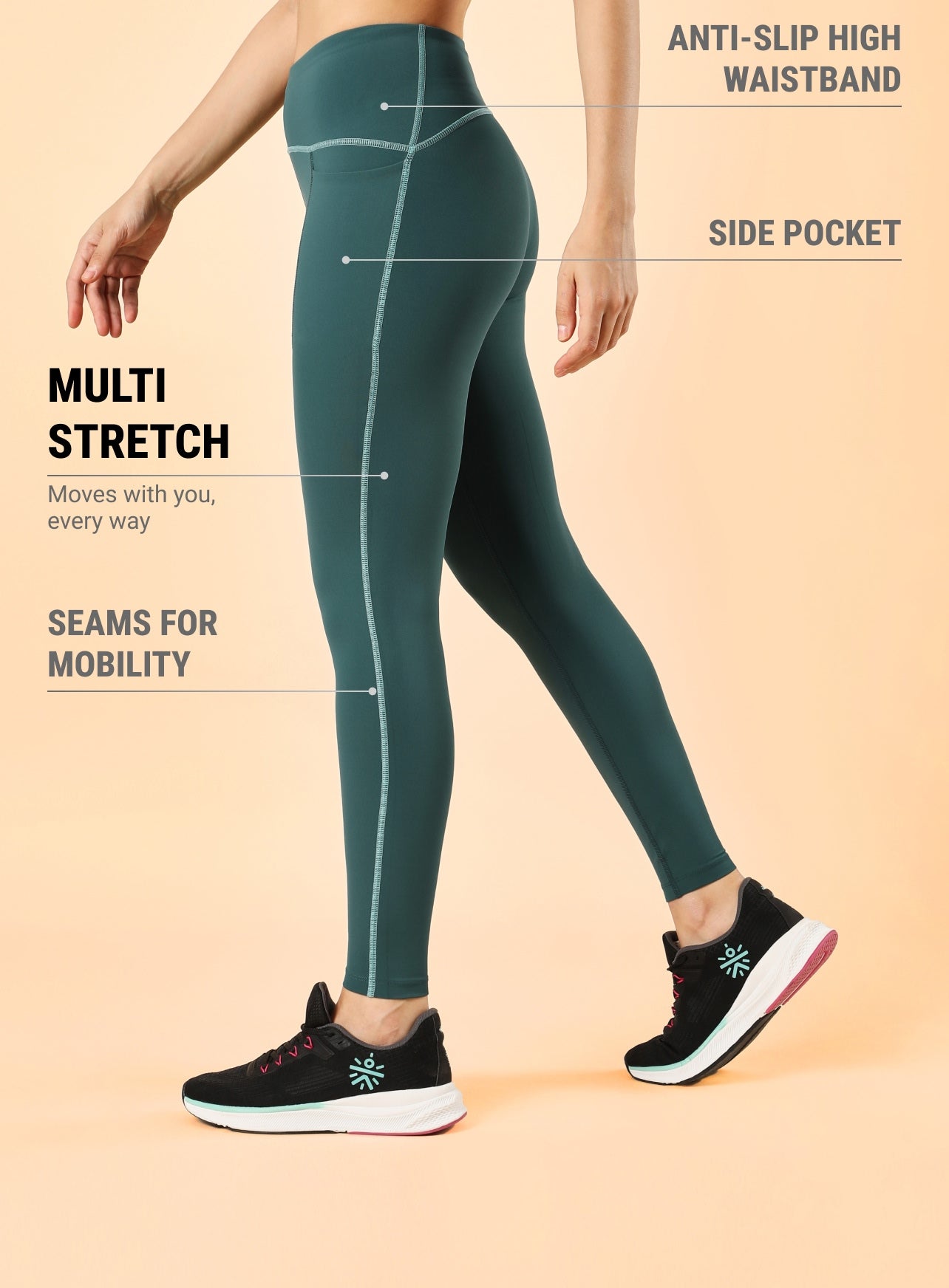 Women's Teal Training Sculpted COMFlex Tights