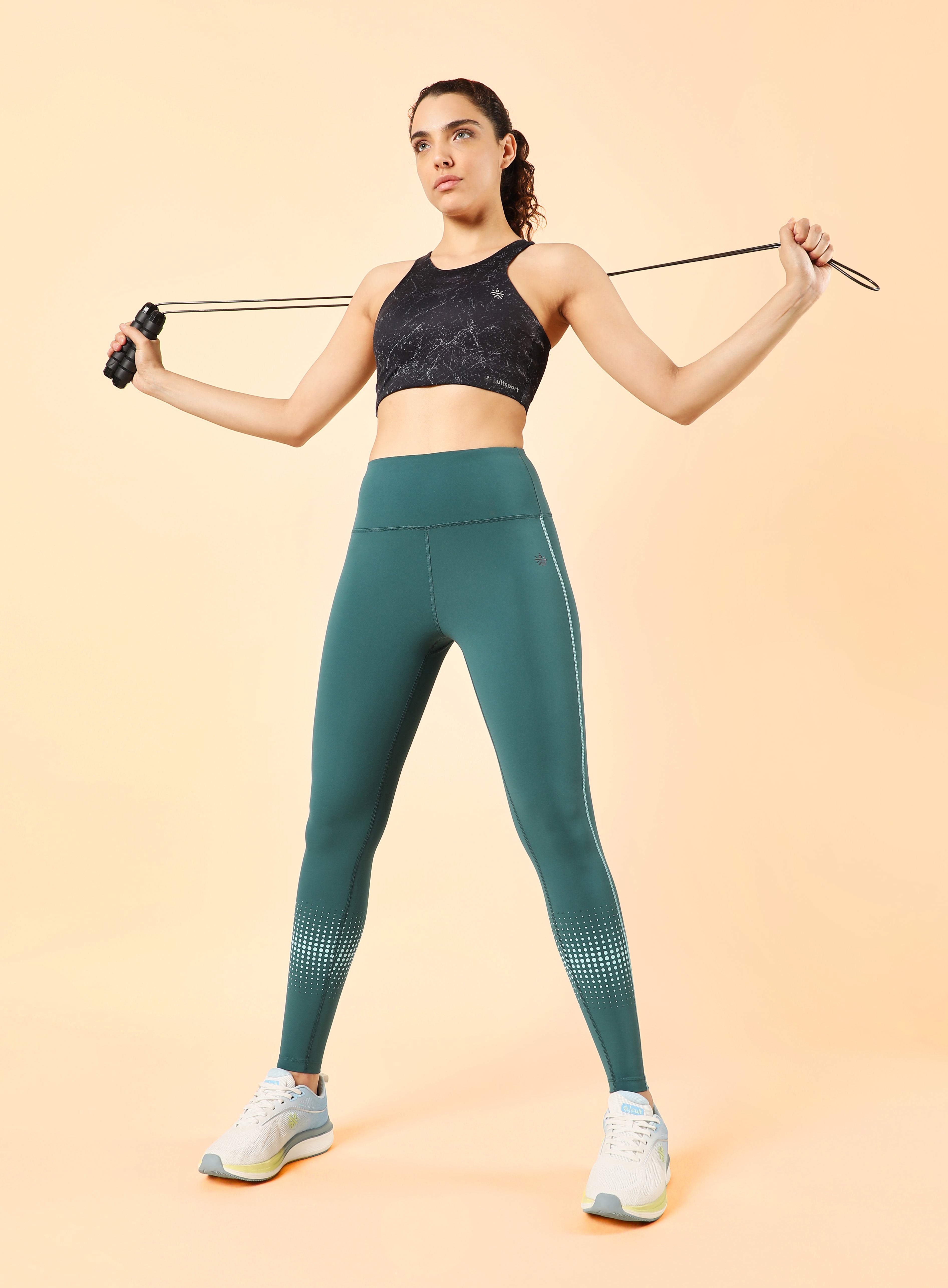 Women's Teal Energy Map Printed COMFlex Tights