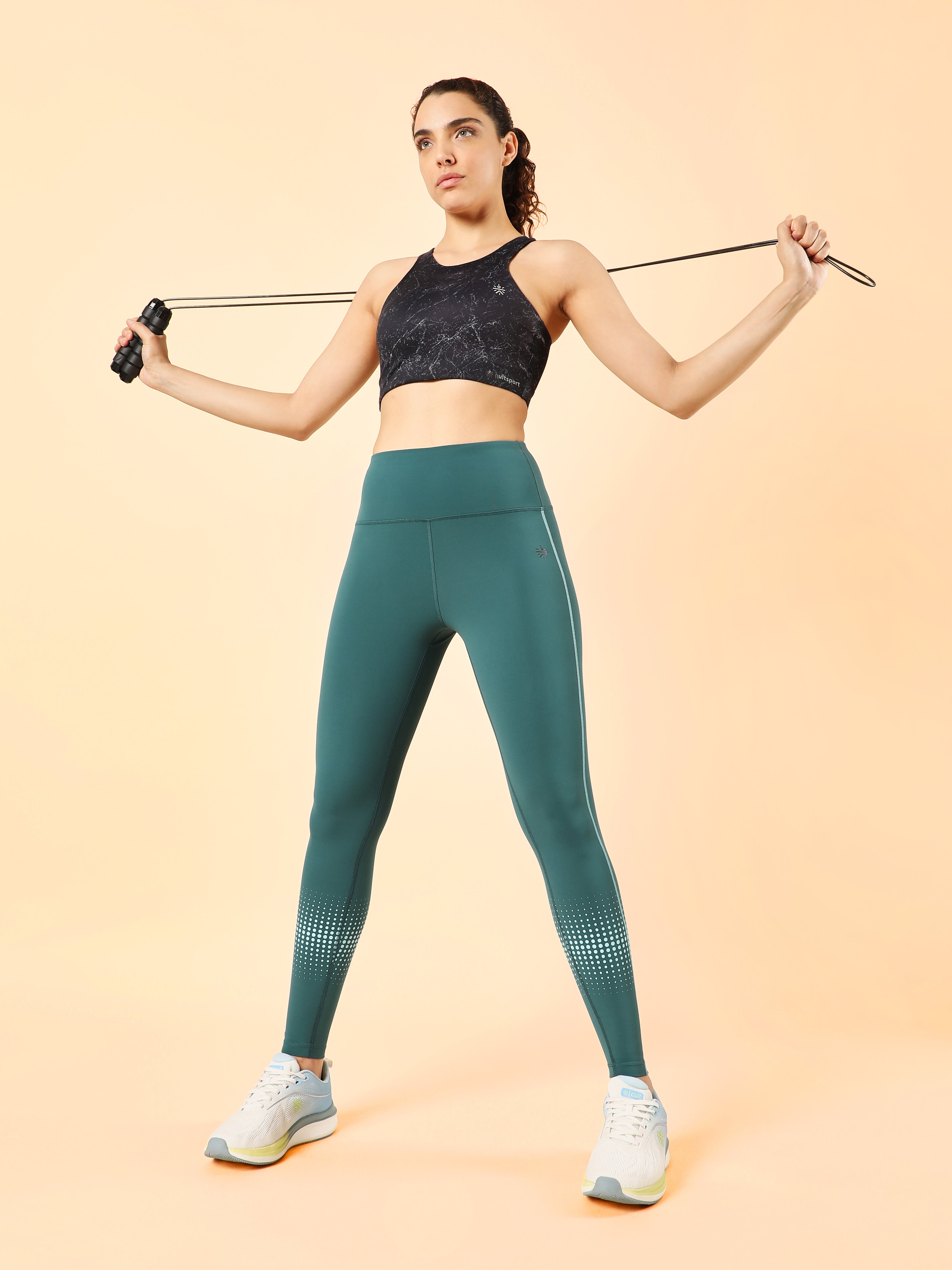 Women's Teal Energy Map Printed COMFlex Tights