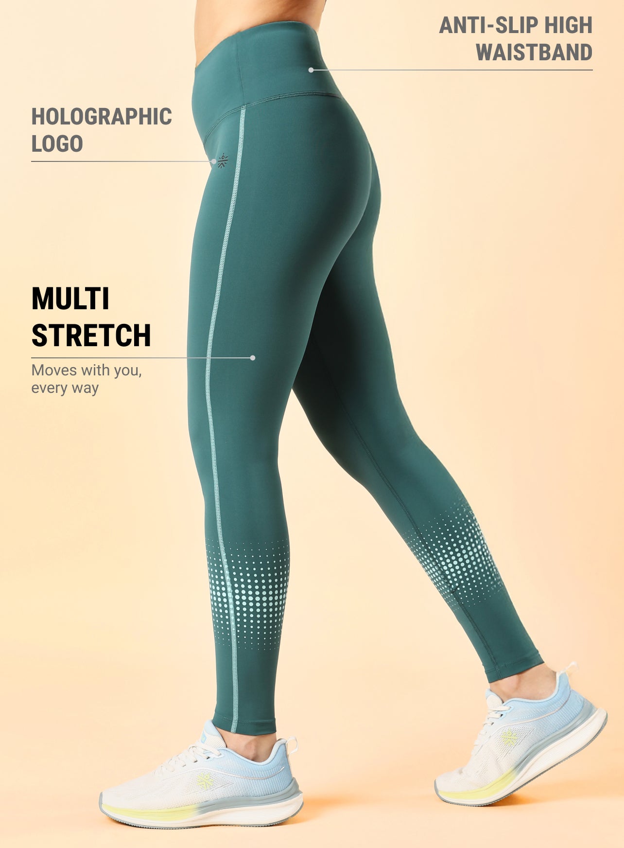 Women's Teal Energy Map Printed COMFlex Tights