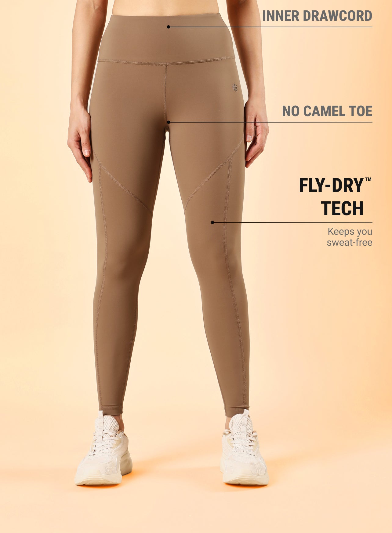 Women's Beige Train In Workout COMFlex Tights