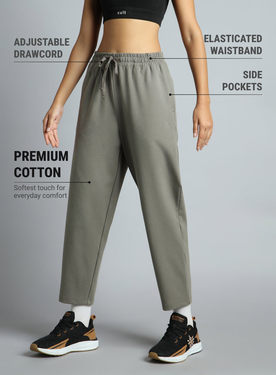 Women's Dark Grey Traveller Tapered Fit Trackpants