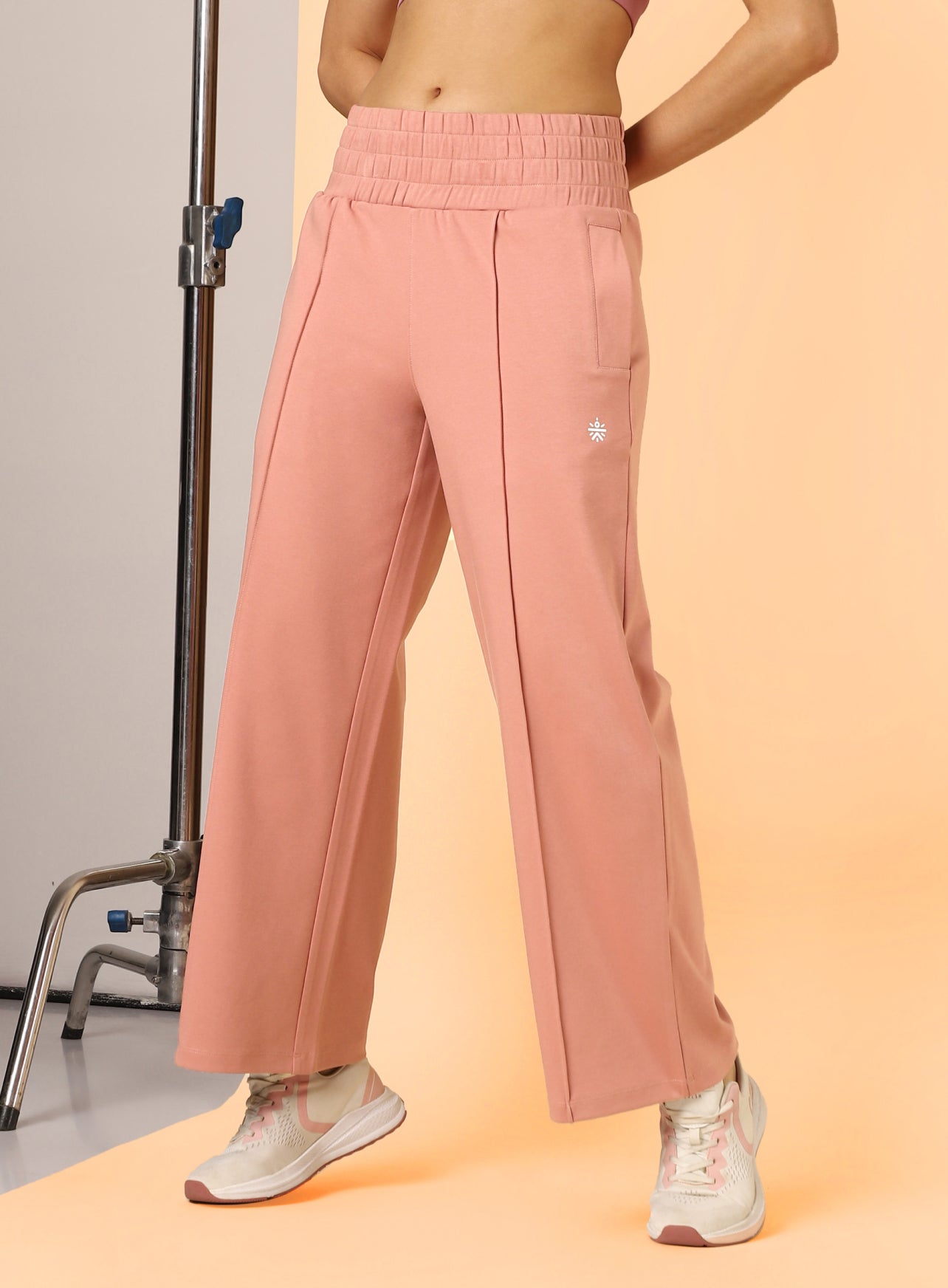 Women's Pink Flex Premium Wide Leg High Waist Pants