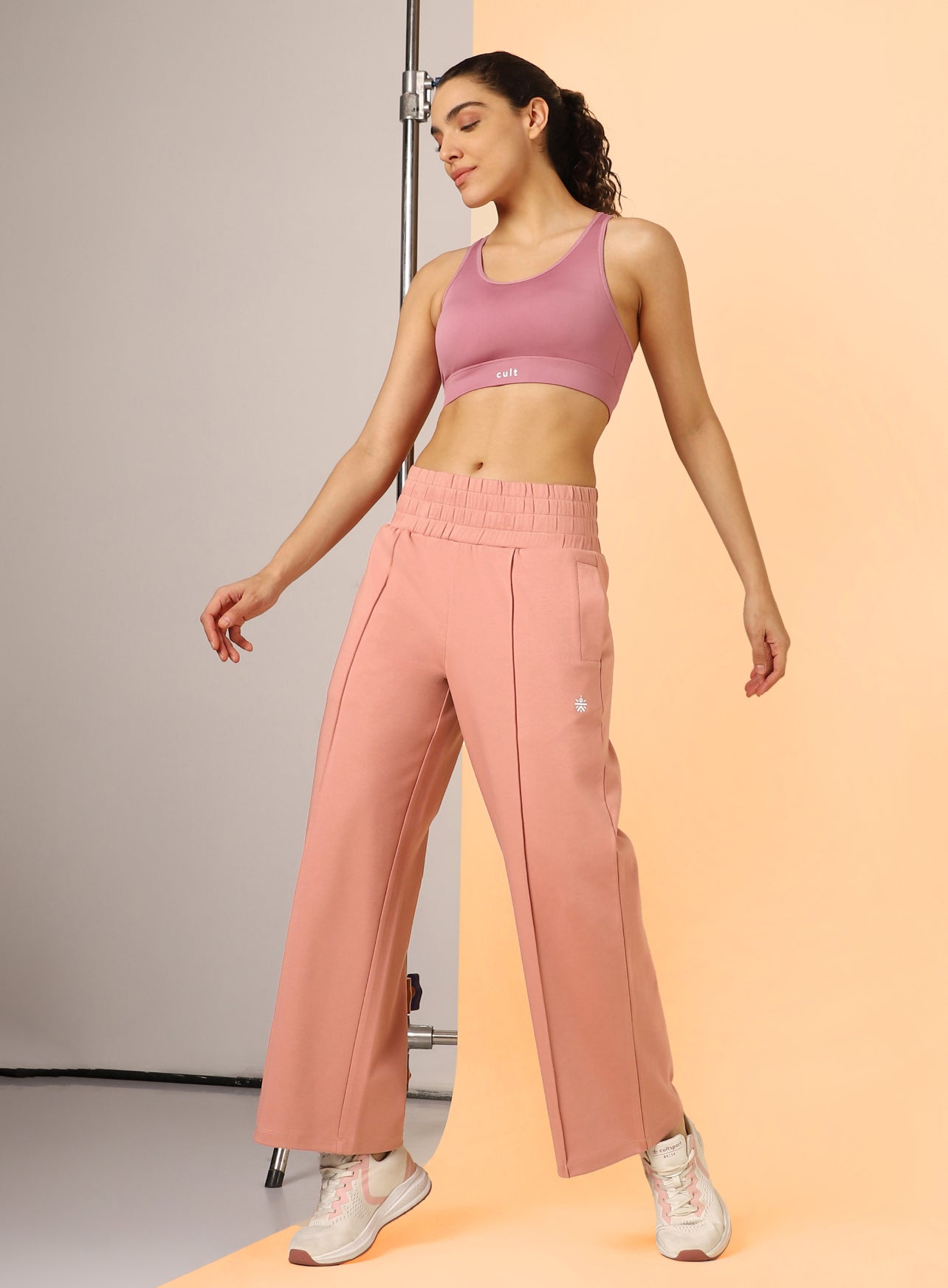 Women's Pink Flex Premium Wide Leg High Waist Pants