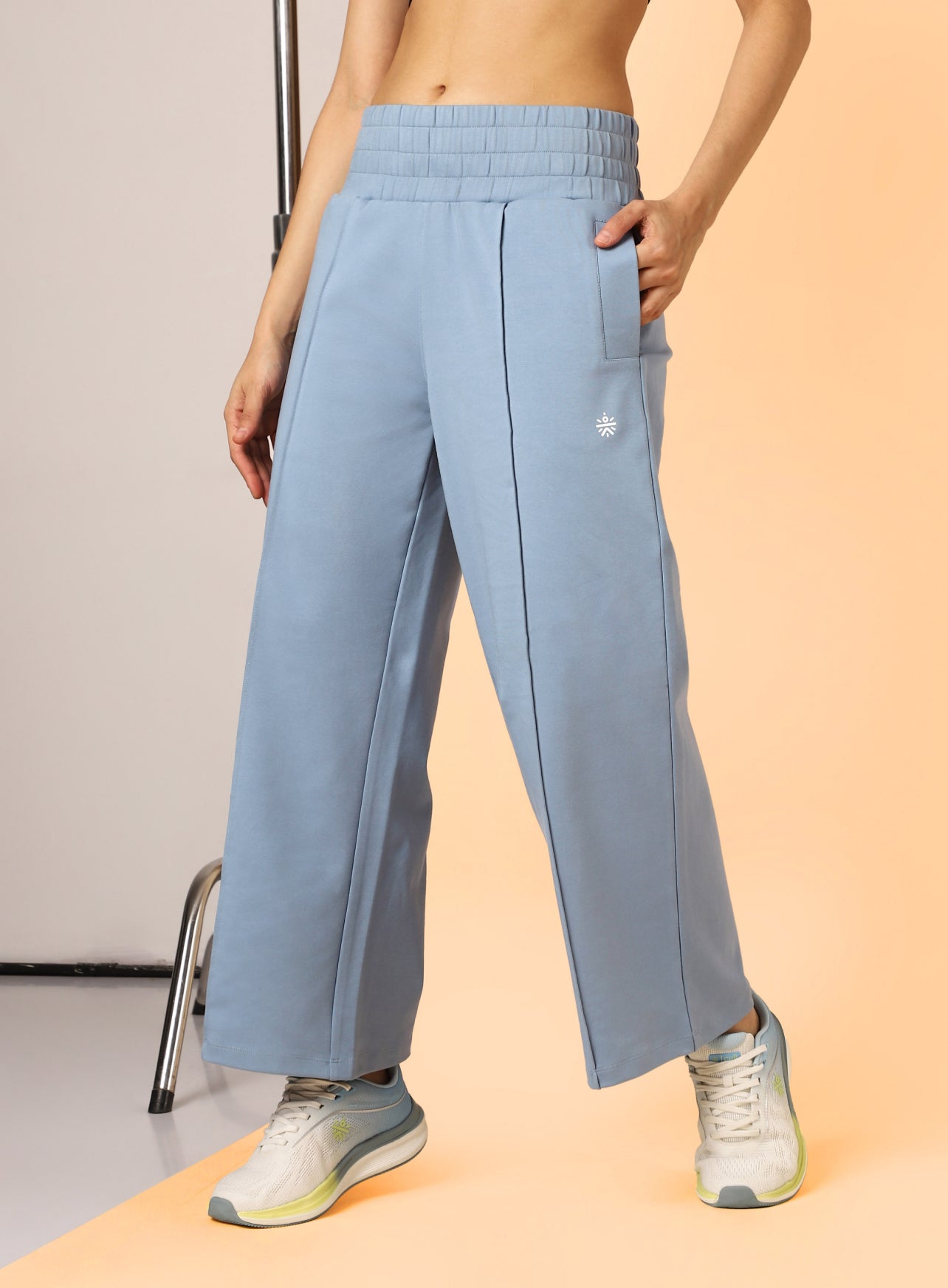 Women's Blue Flex Premium Wide Leg High Waist Pants