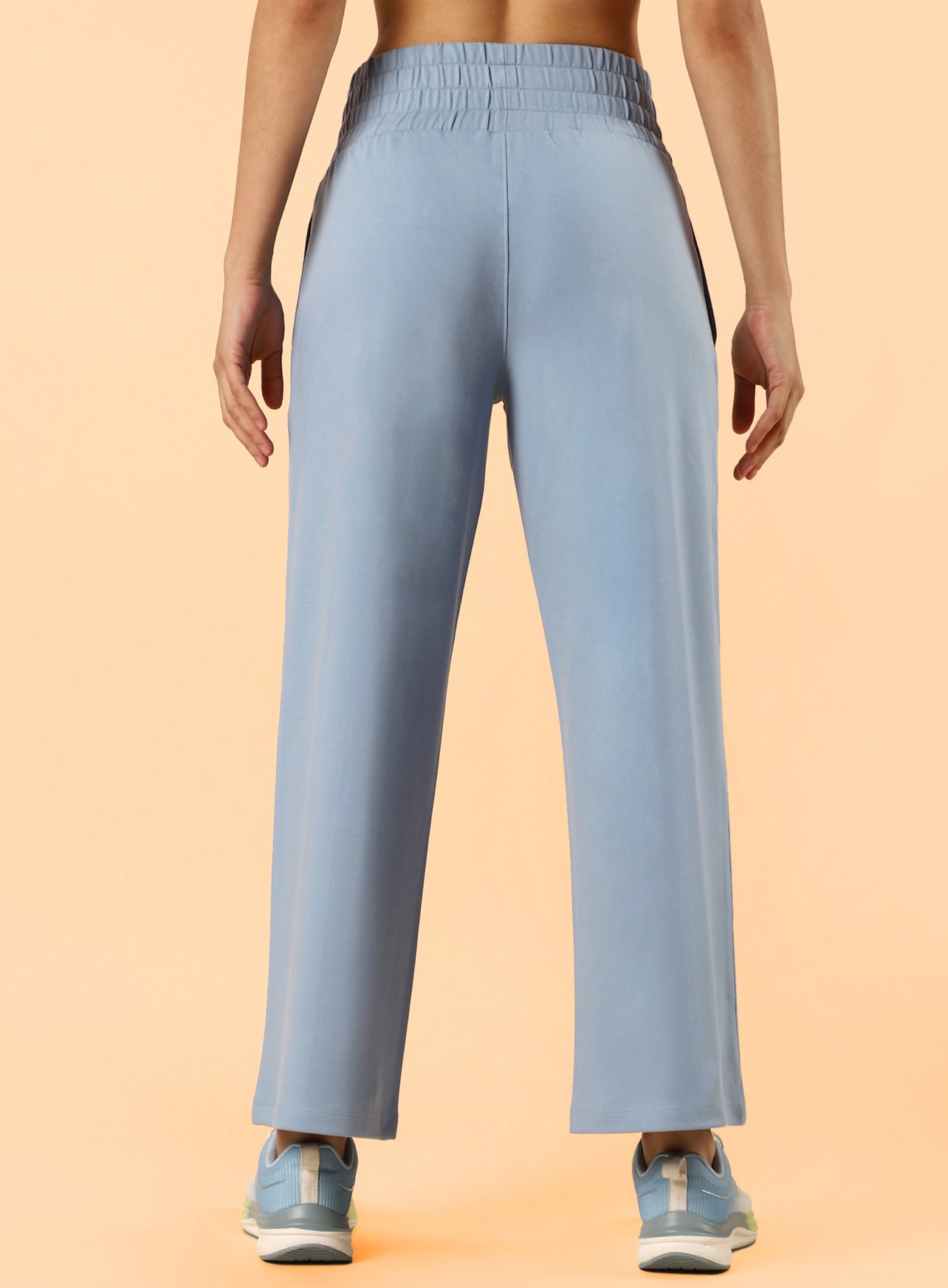 Women's Blue Flex Premium Wide Leg High Waist Pants