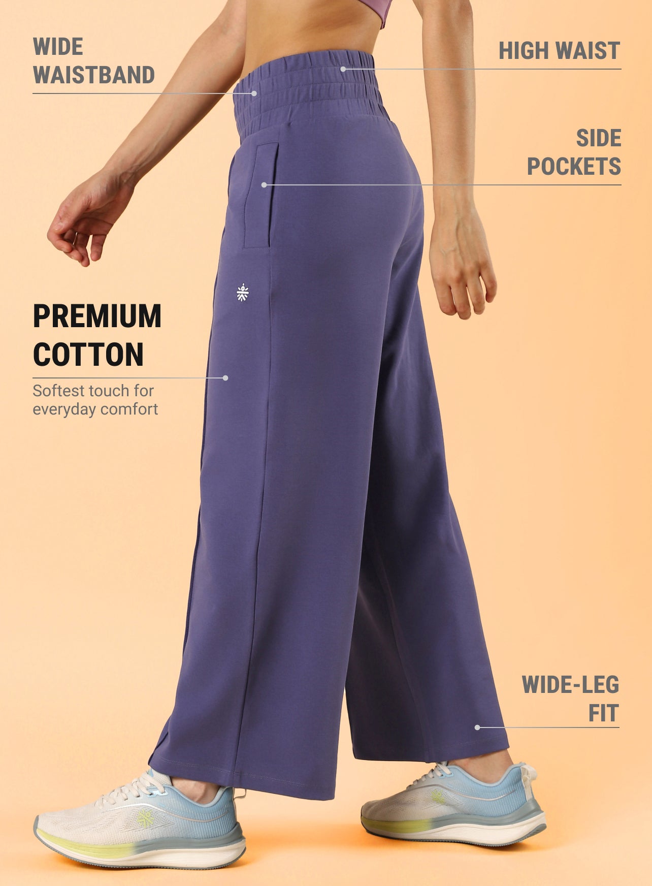 Women's Navy Flex Premium Wide Leg High Waist Pants