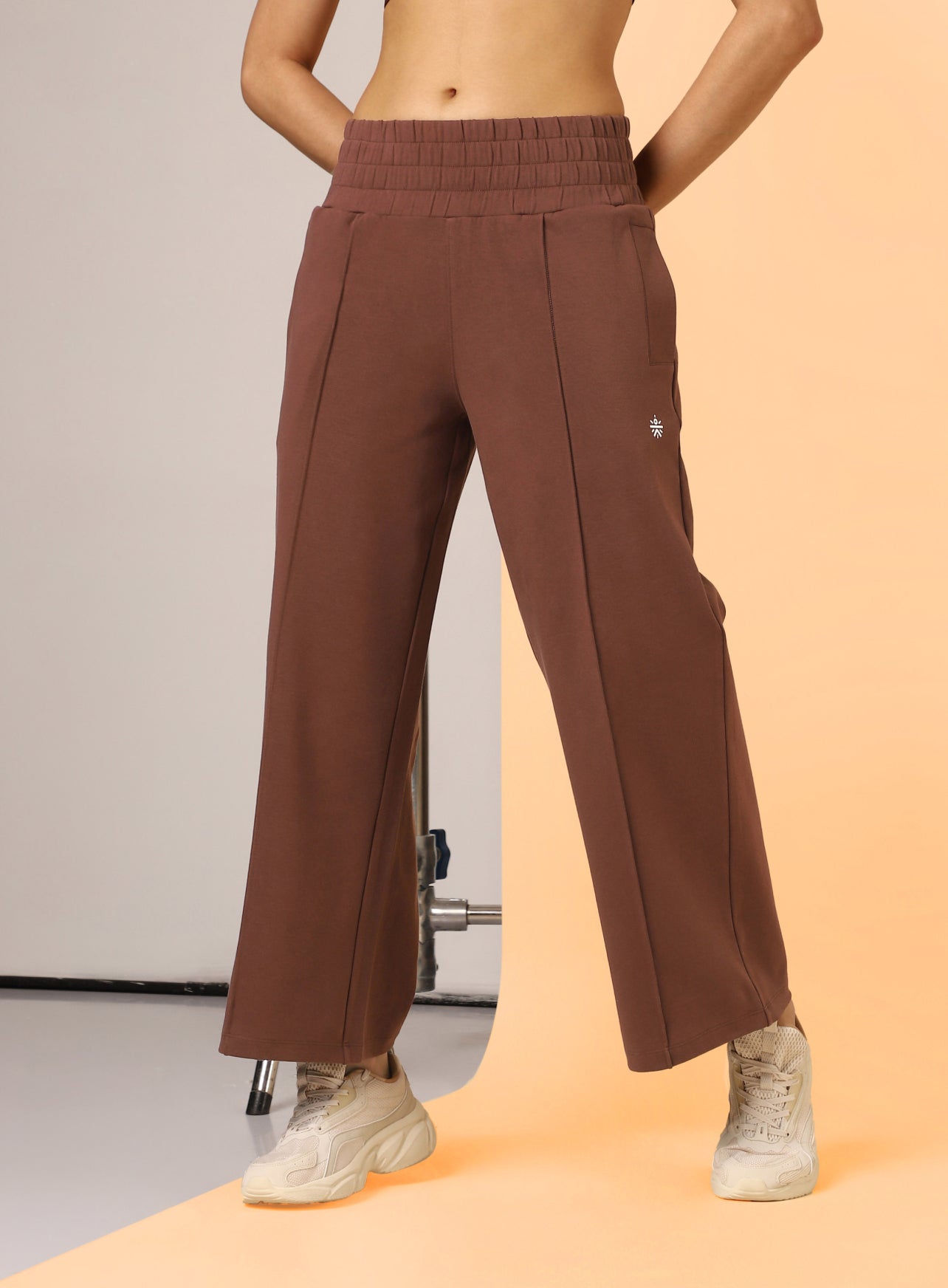Women's Brown Flex Premium Wide Leg High Waist Pants