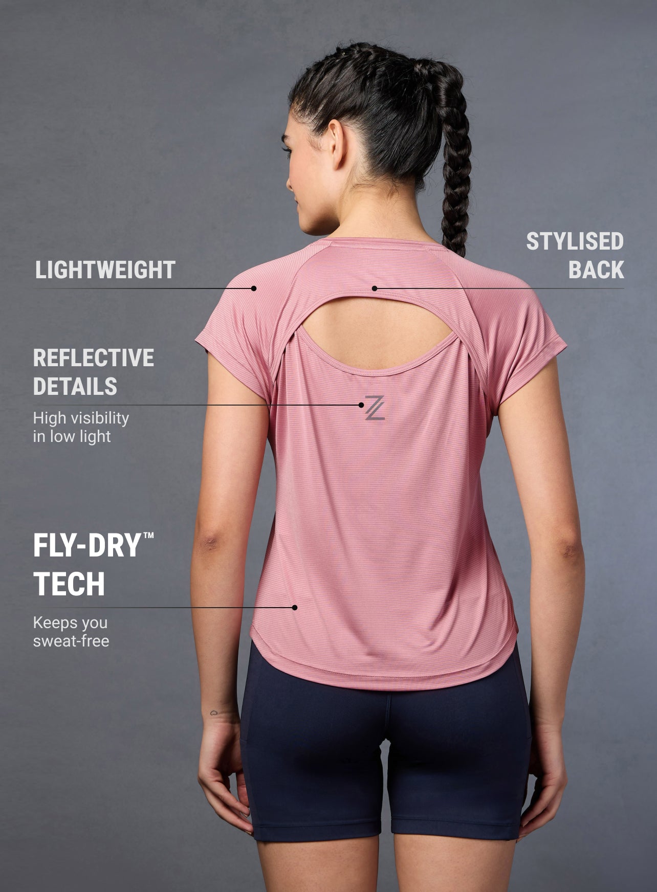 Women's Run Forward Stylised Back Pink T-shirt