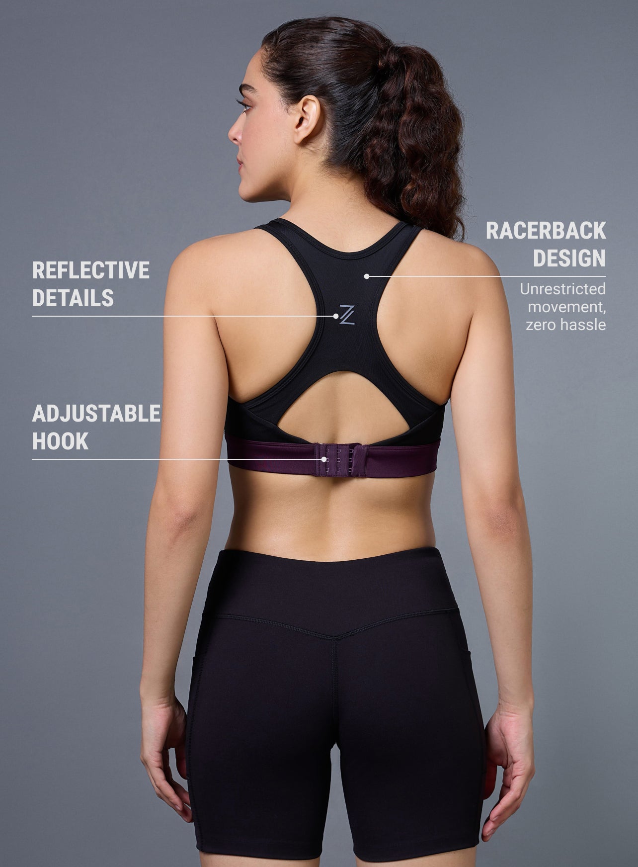 Women's Black Run Forward High Support Bra