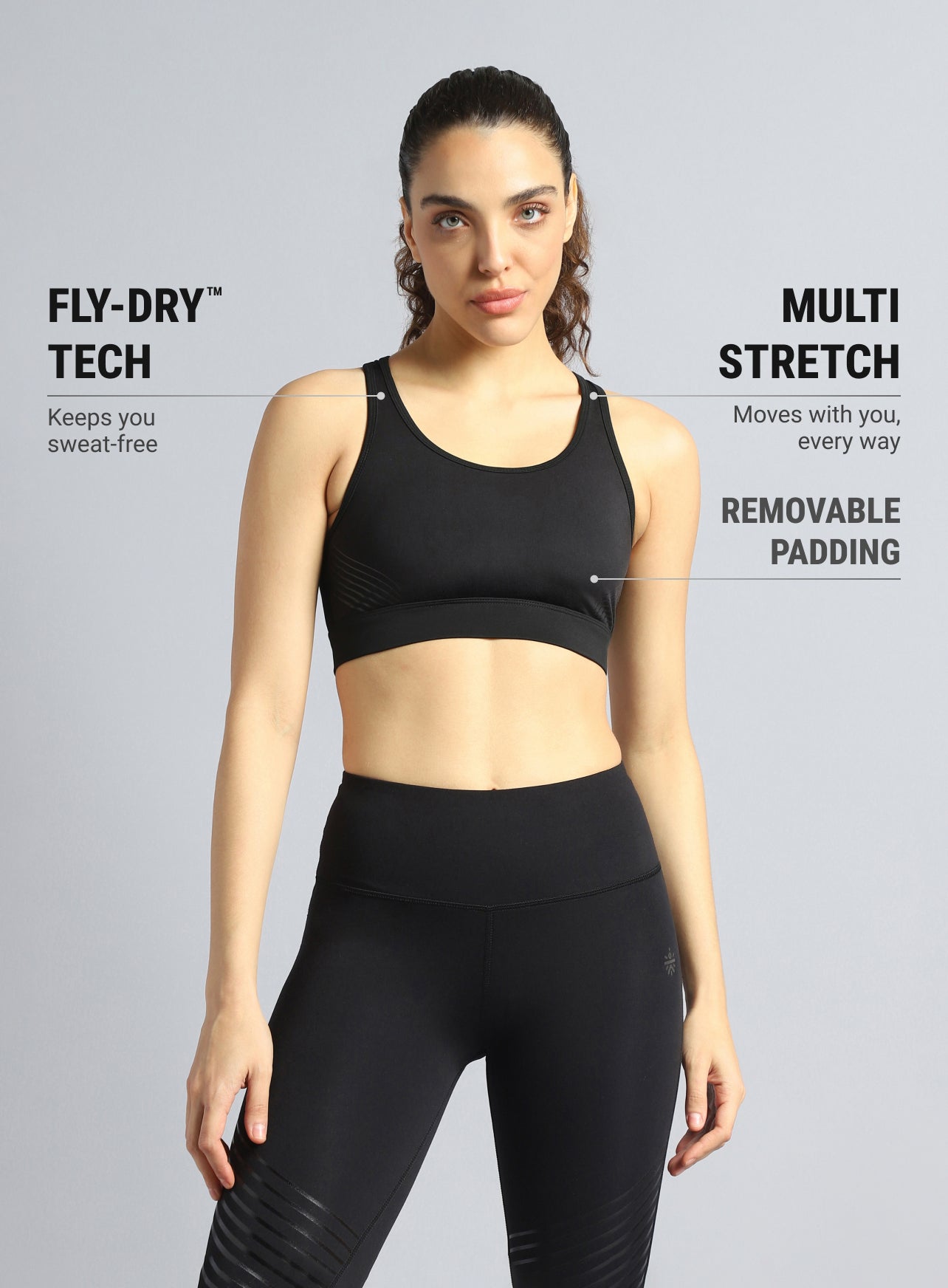 Women's Black Energy Flow Printed Bra