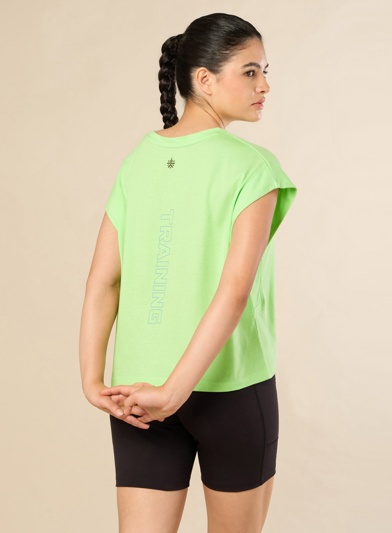 Women's Training Cotton Green Muscle Top