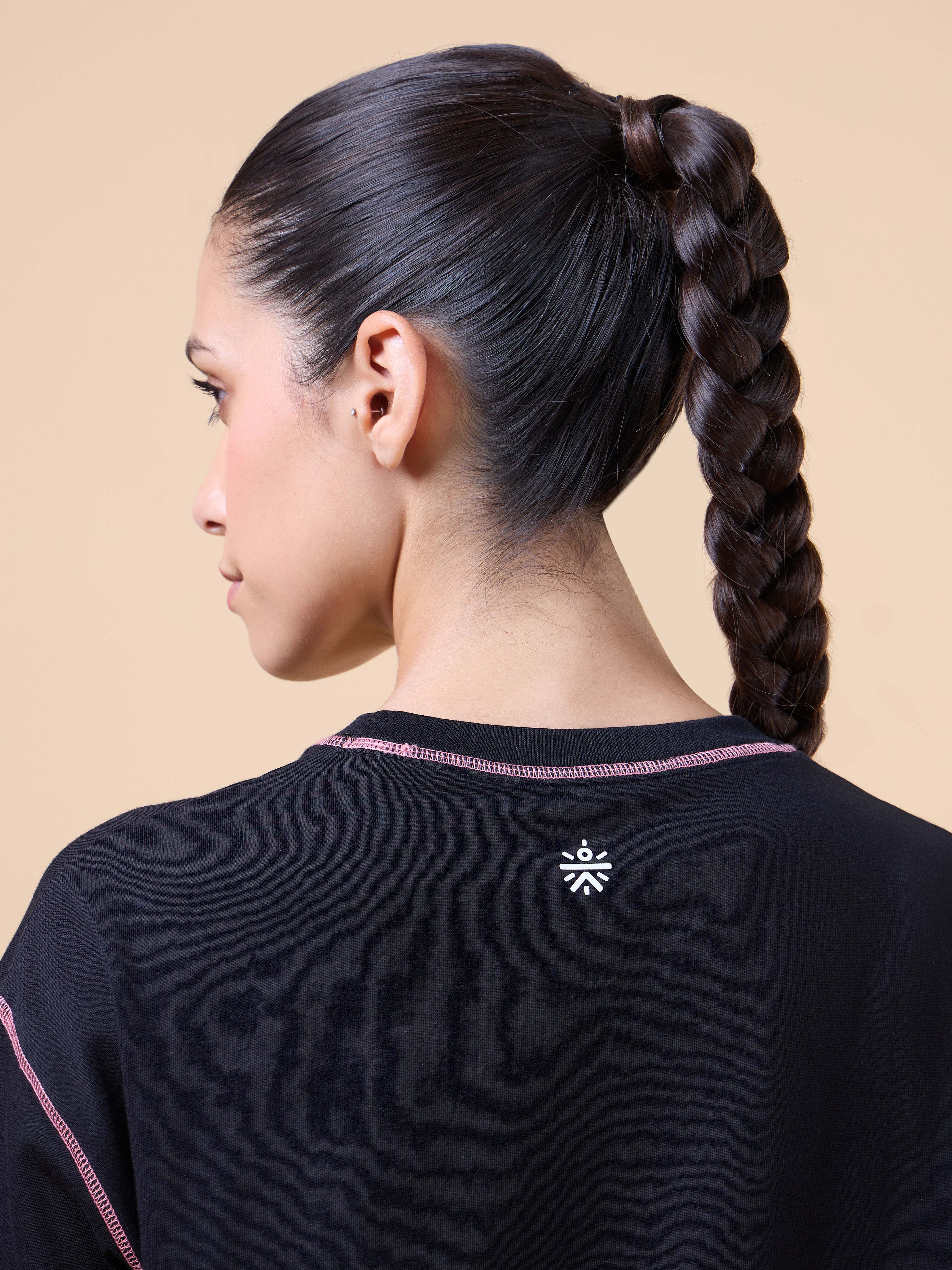 Women's Black Sports City Club Oversized T-shirt