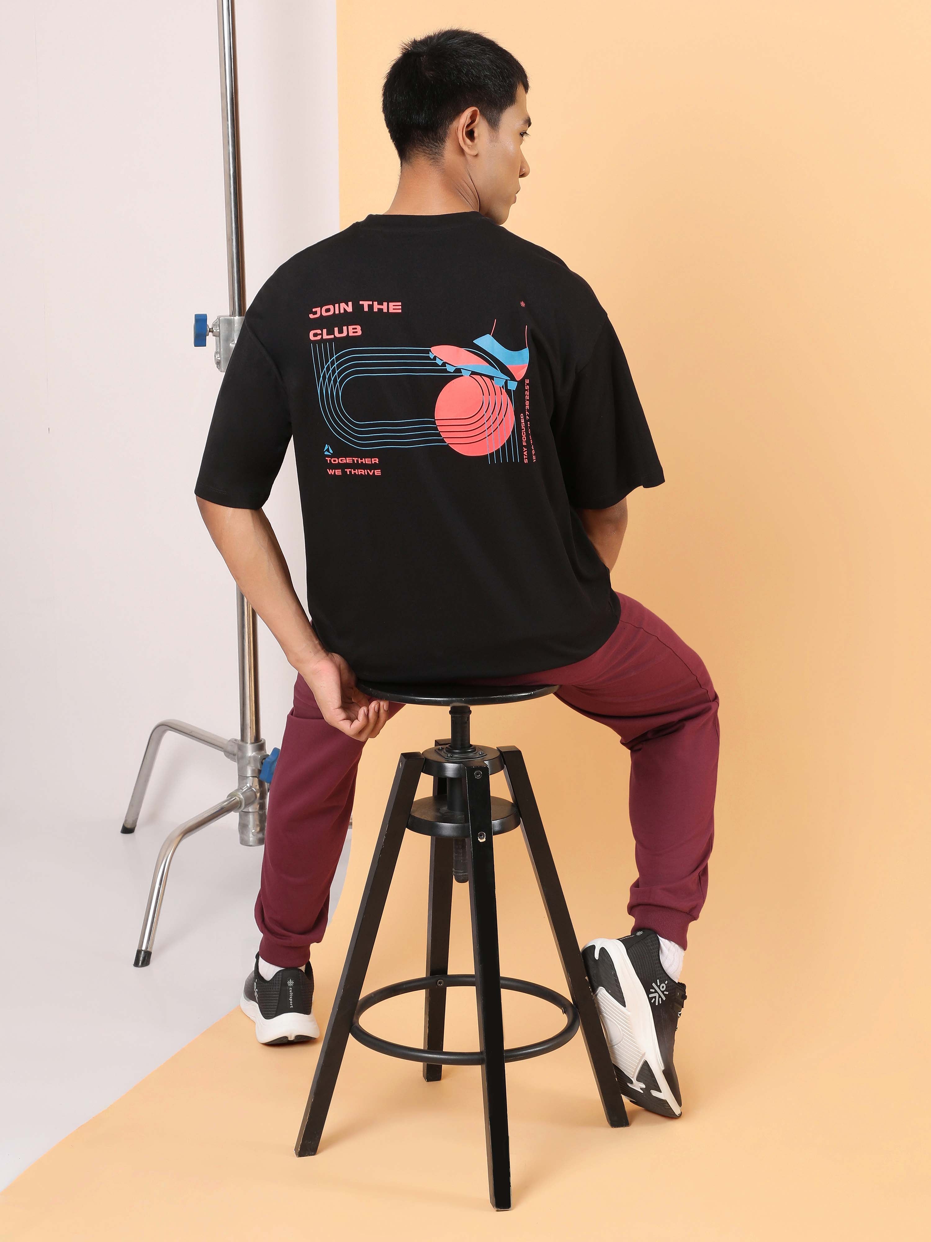 Men's Black Join the Club Oversized fit T-shirt