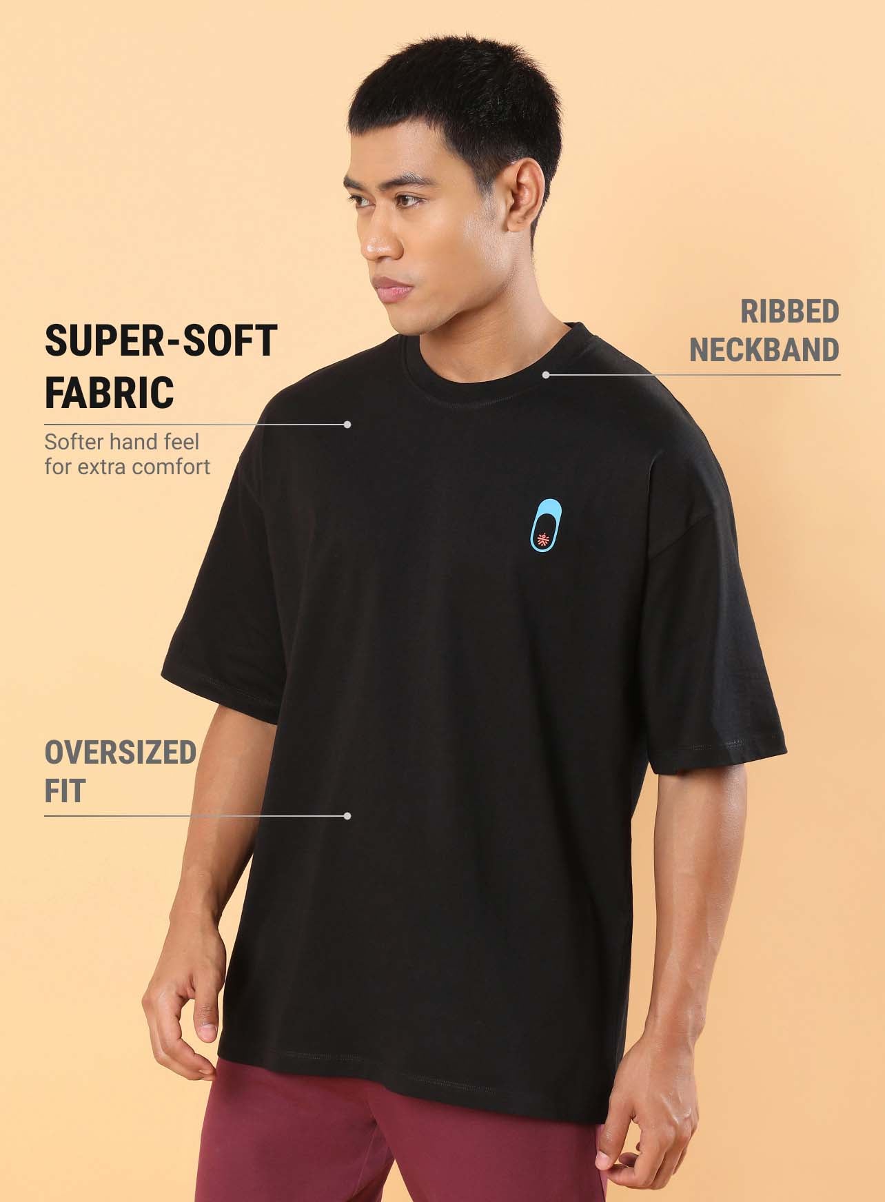 Men's Black Join the Club Oversized fit T-shirt