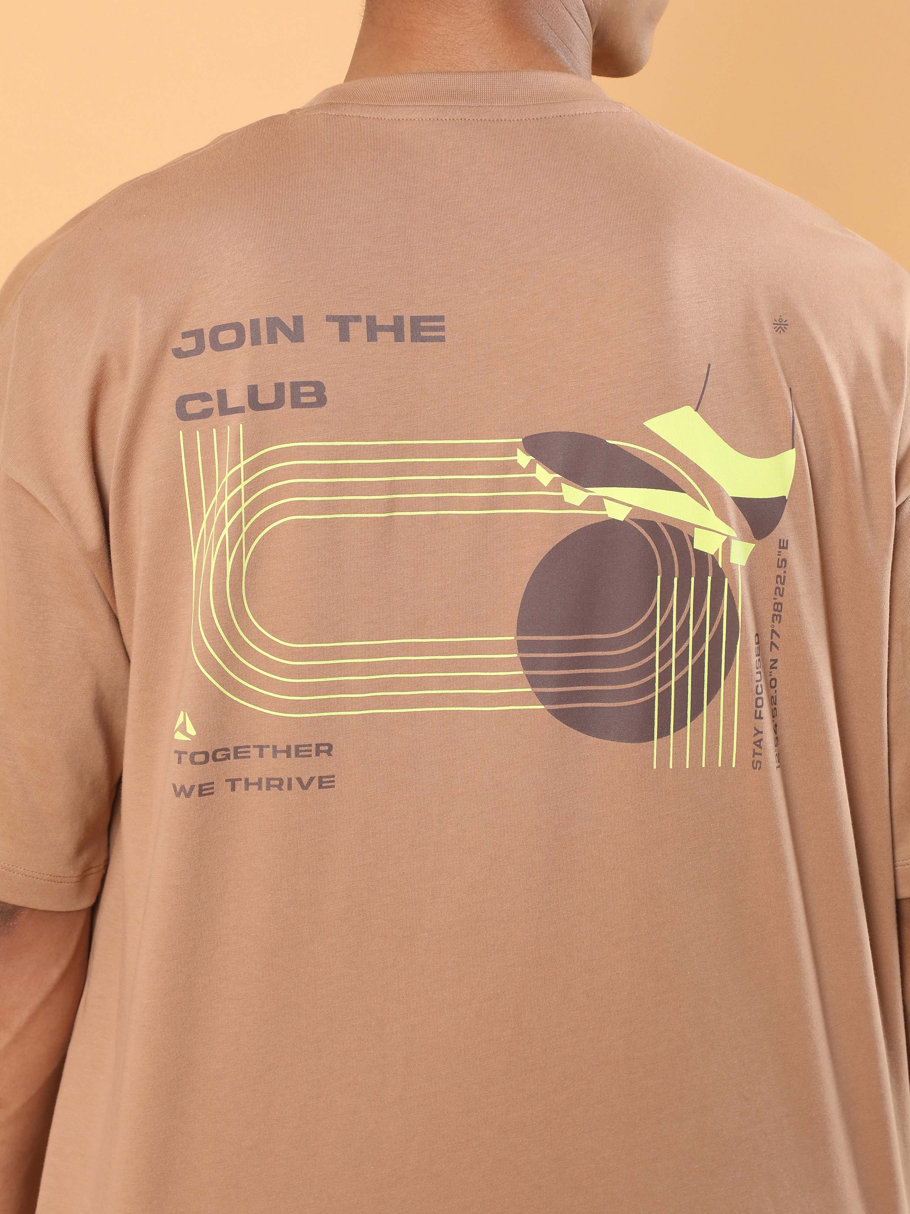 Men's Brown Join the Club Oversized fit T-shirt