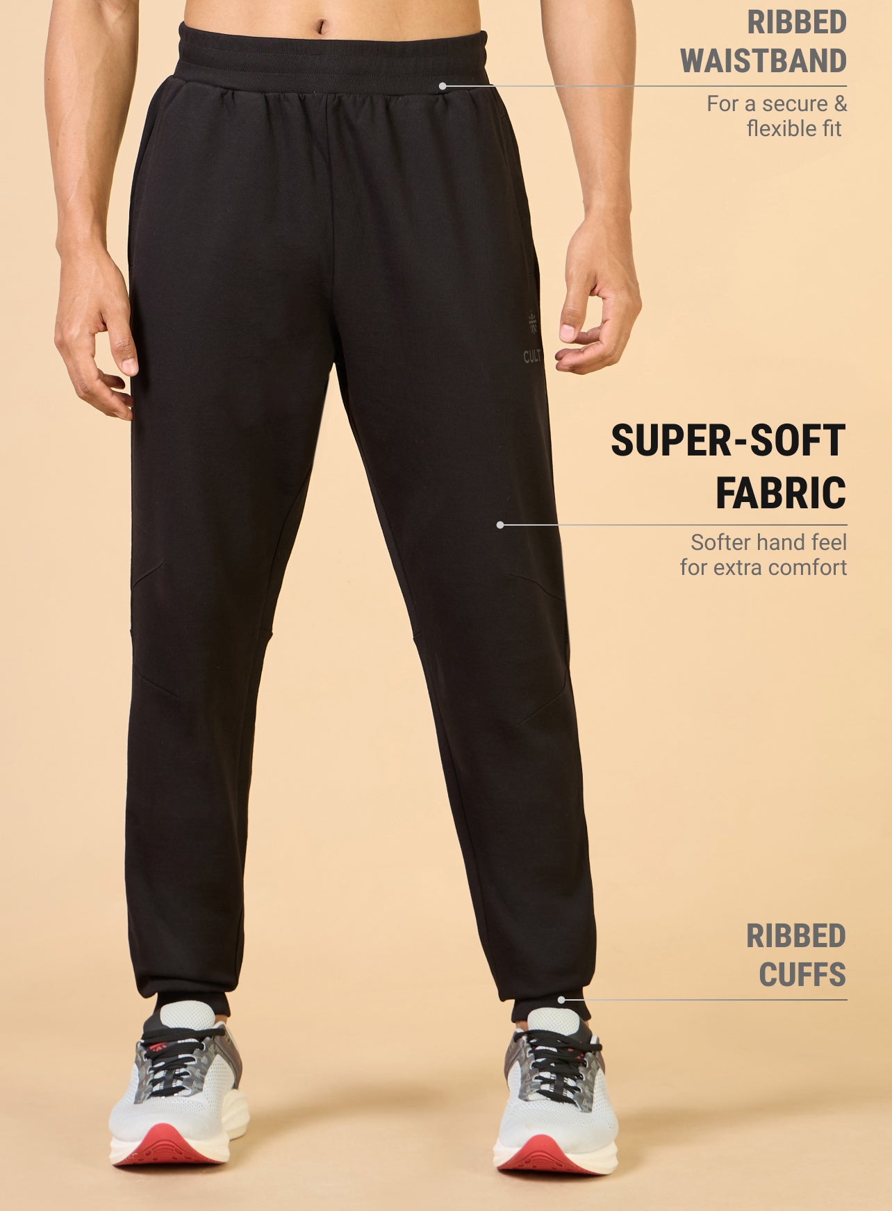Men's Black Training Sculpted Joggers