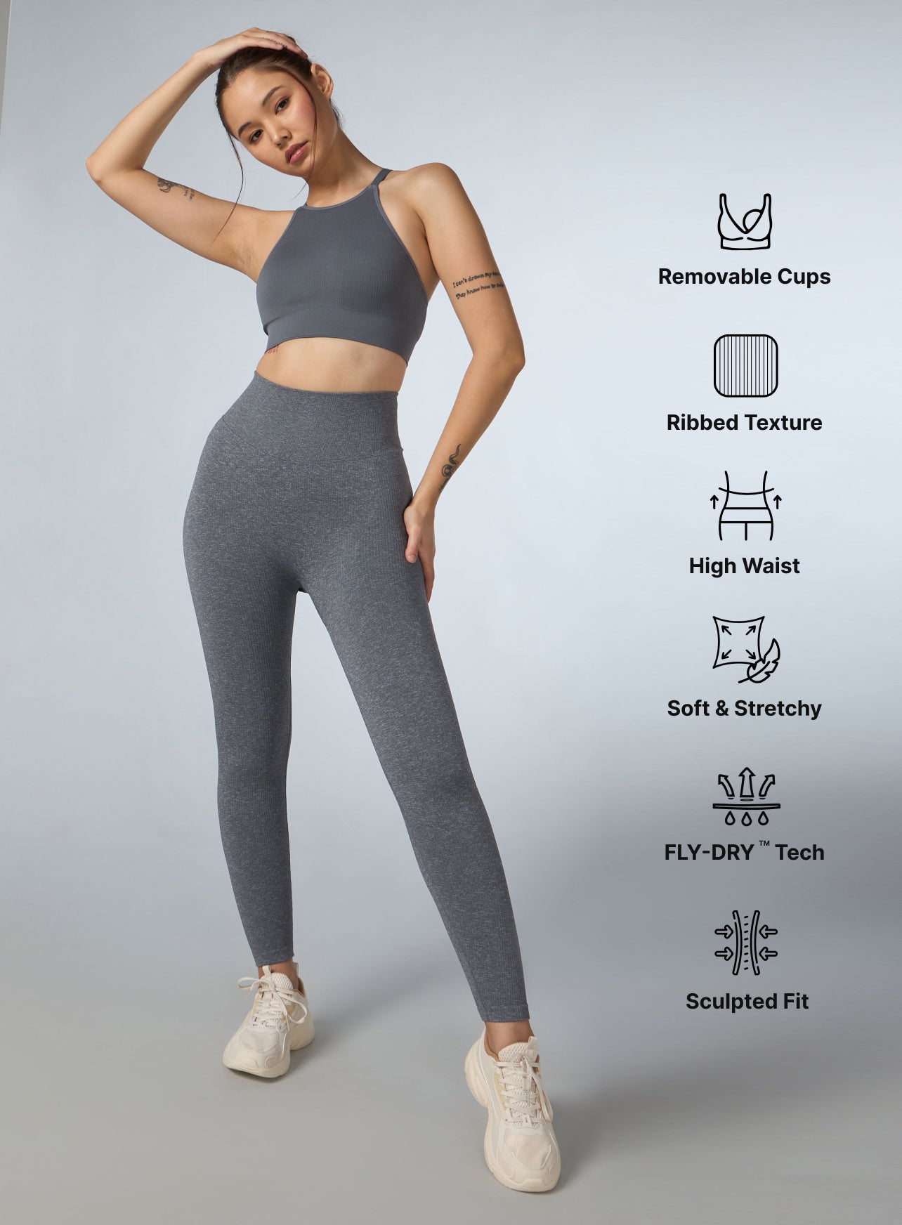 Women's Grey Kinetic Seamless Co-ord Set