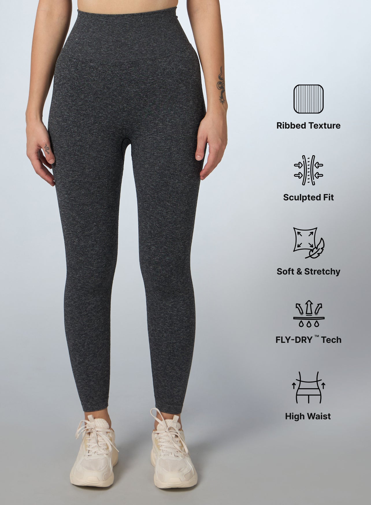 Women's Black Kinetic Seamless Tights