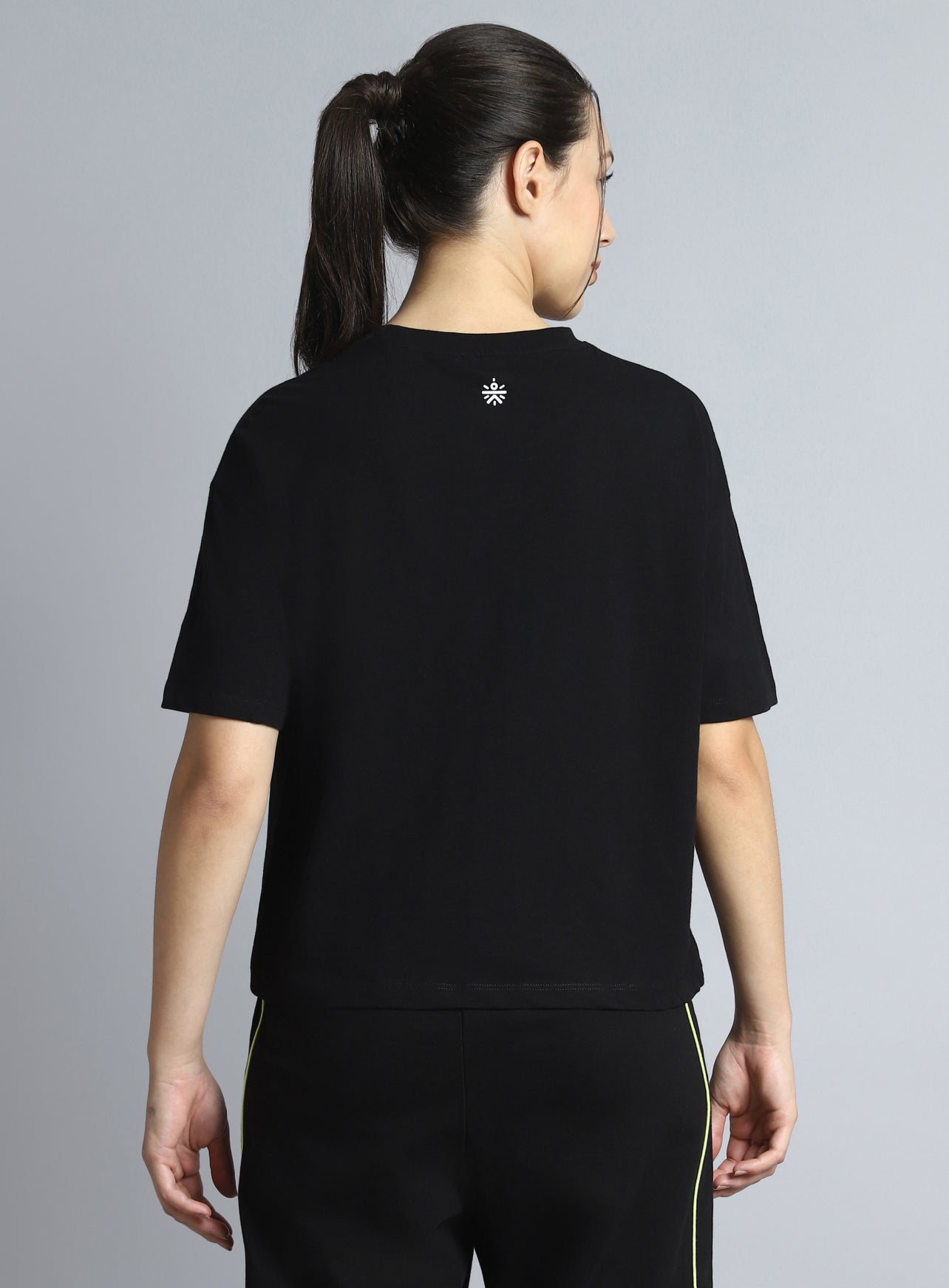Women's Black Sports Club Relaxed fit T-shirt