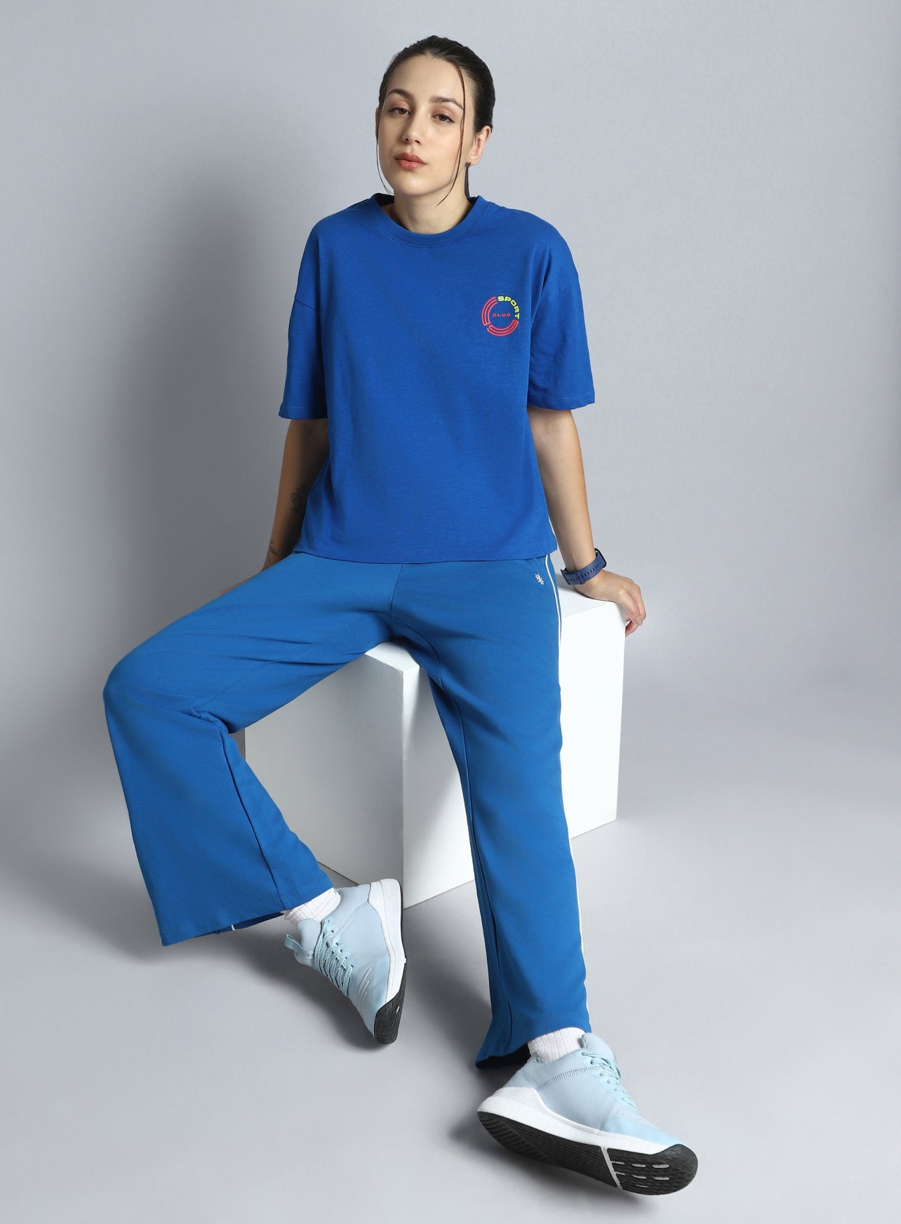 Women's Blue Sports Club Relaxed fit T-shirt