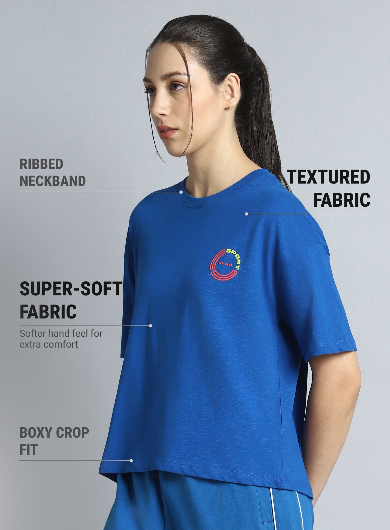 Women's Blue Sports Club Relaxed fit T-shirt