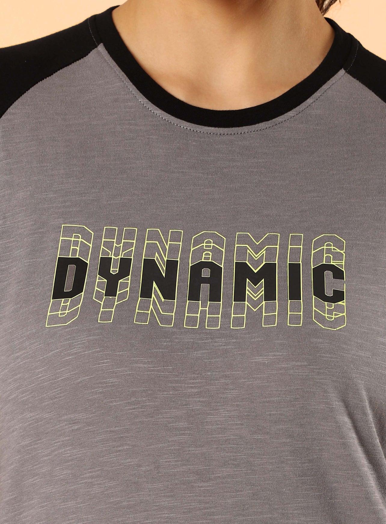 Women's Dark Grey Dynamic Ringer T-shirt