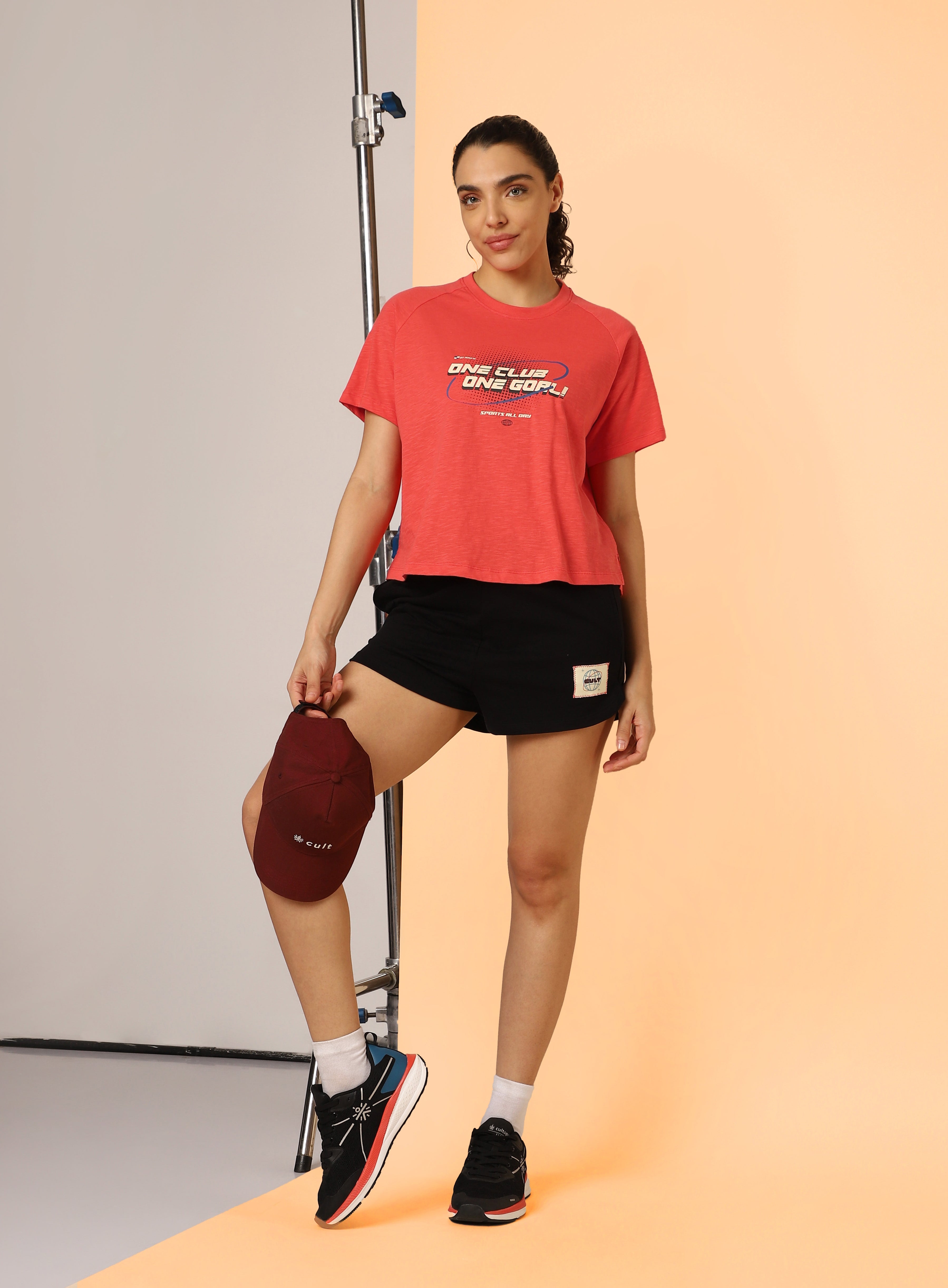 Women's Orange Club Boxy Crop fit T-shirt