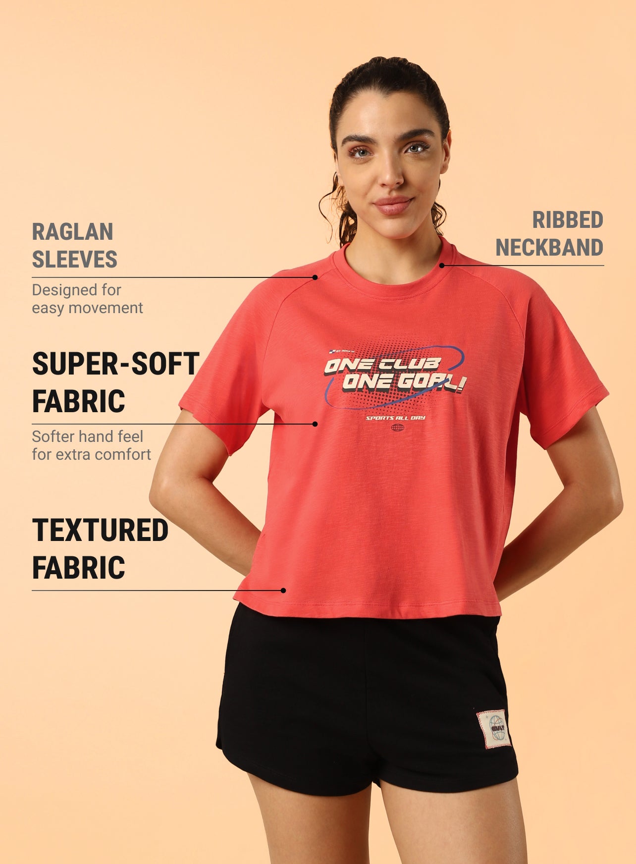 Women's Orange Club Boxy Crop fit T-shirt